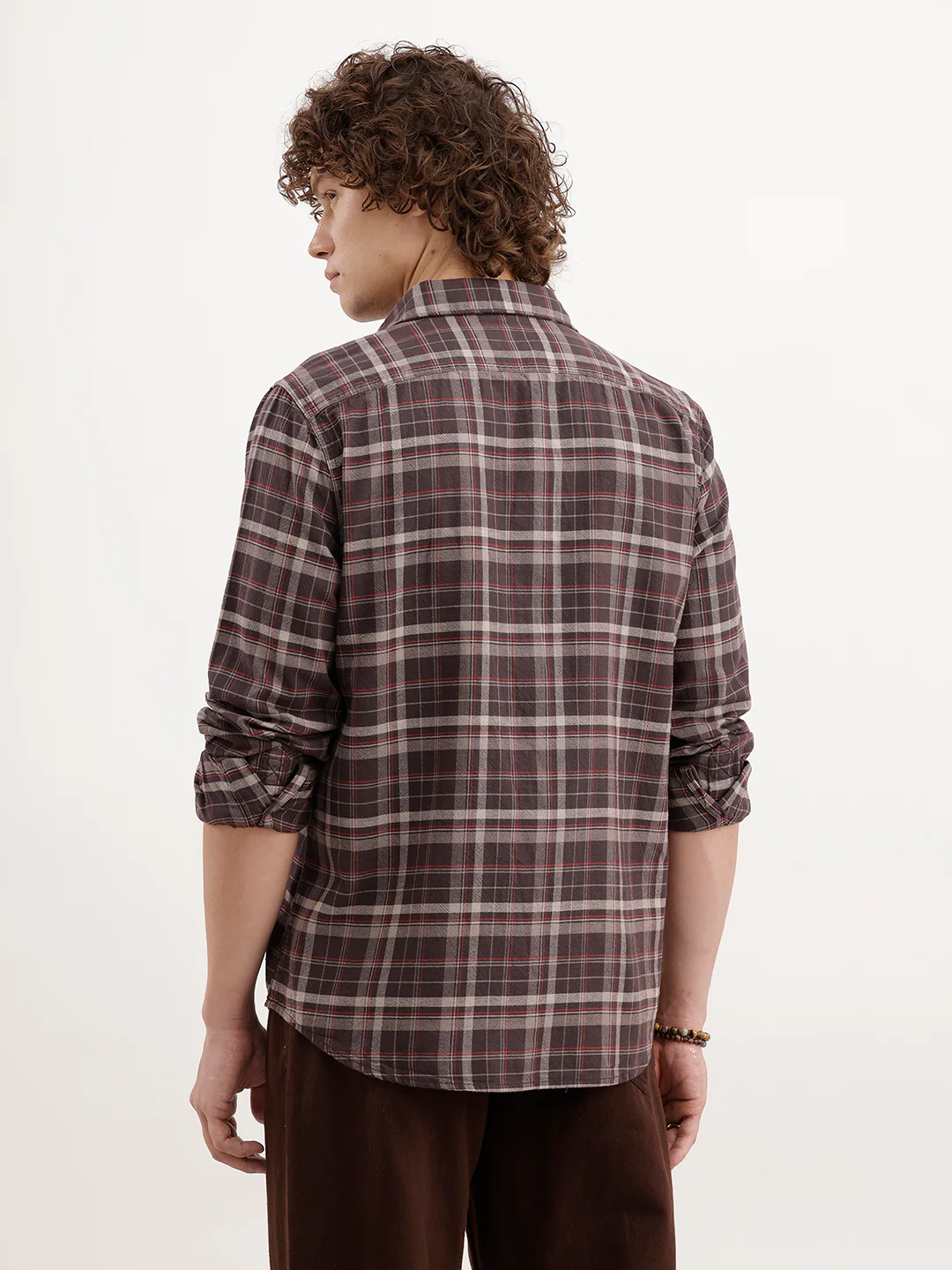 Regular Fit Checkered Shirt  | Brown - Image 3