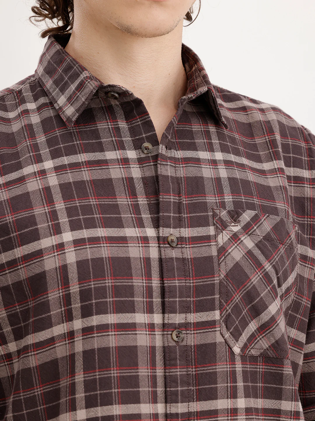 Regular Fit Checkered Shirt  | Brown - Image 5
