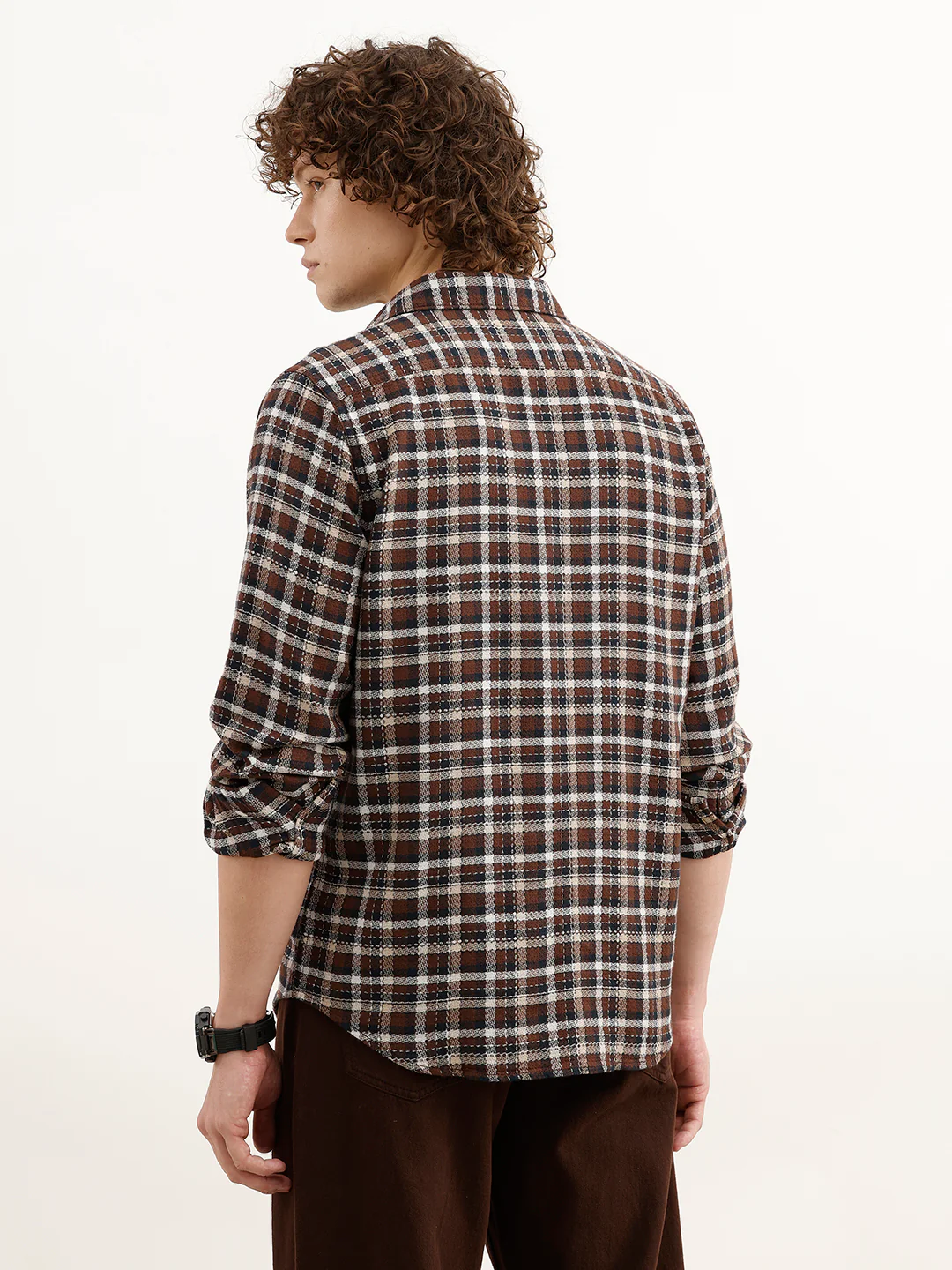 Regular Fit Checkered Shirt | Brown - Image 3