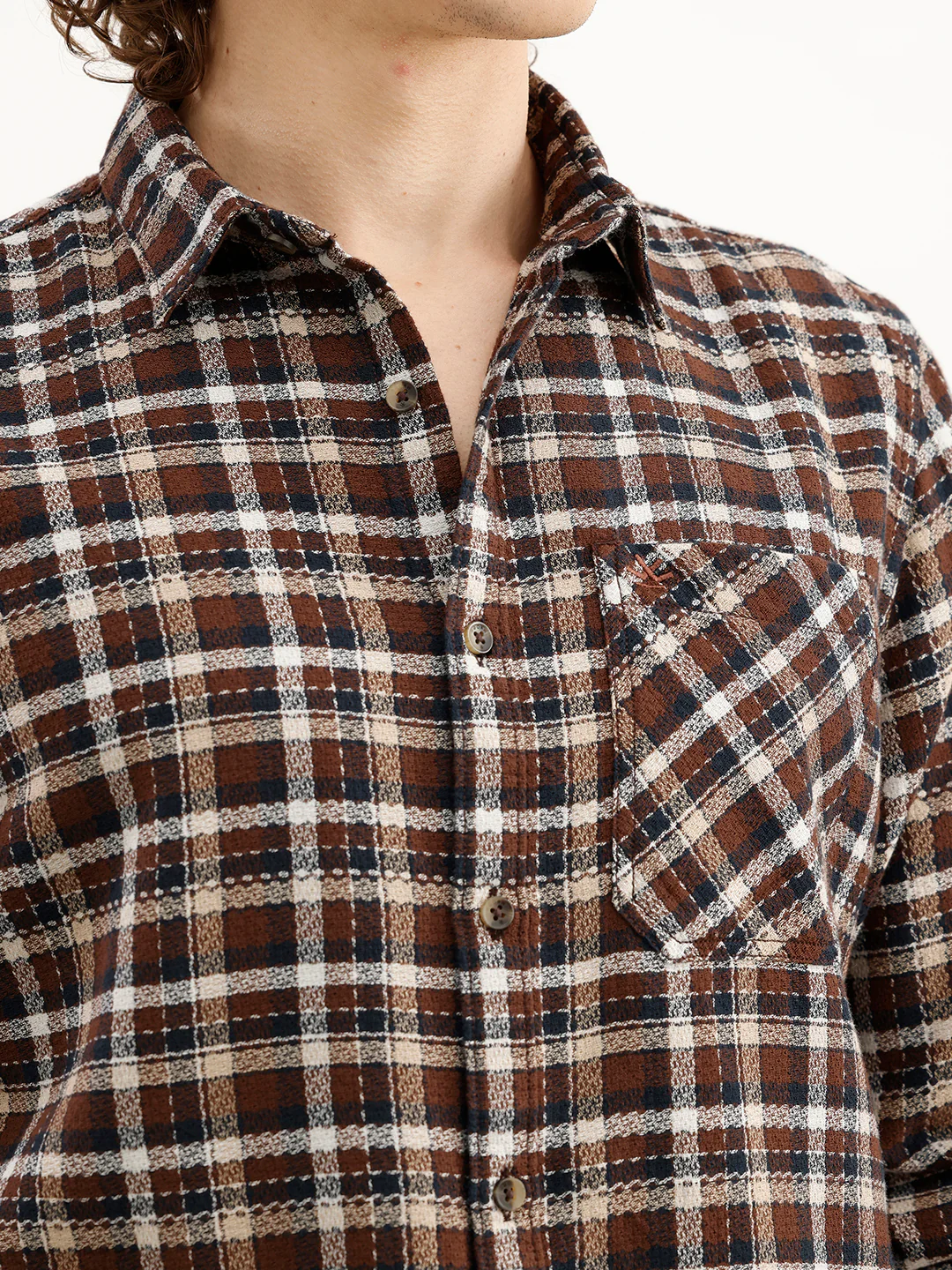 Regular Fit Checkered Shirt | Brown - Image 5