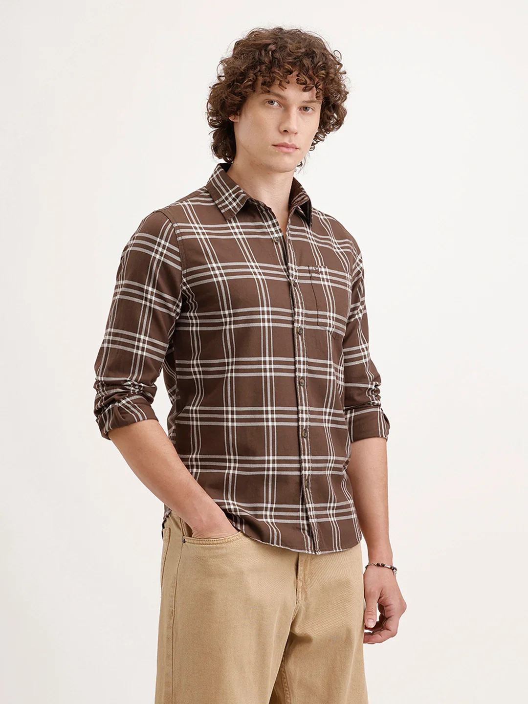Regular Fit Checkered Shirt | Brown - Image 4