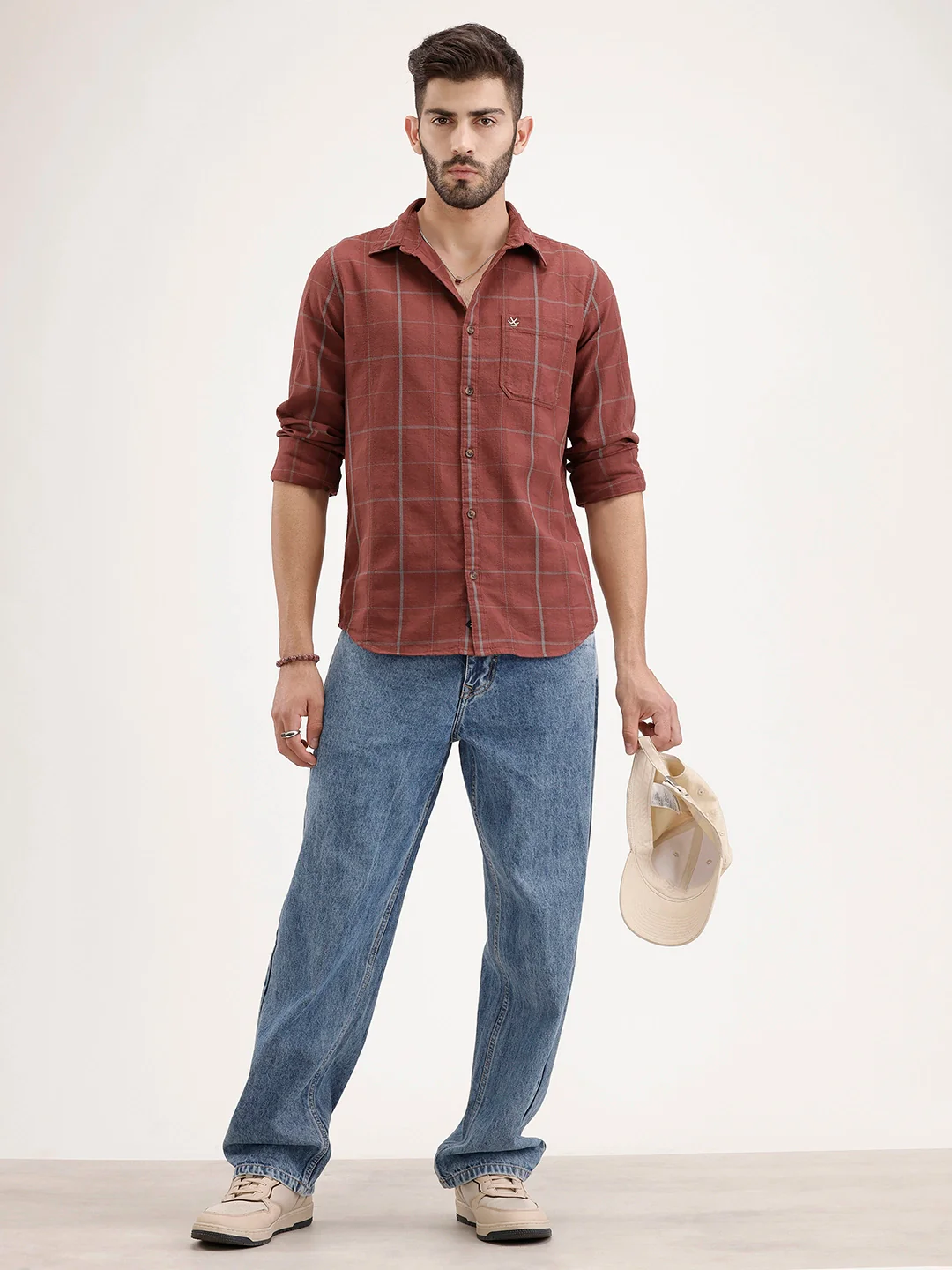 Regular Fit Checkered Shirt | Brown - Image 2