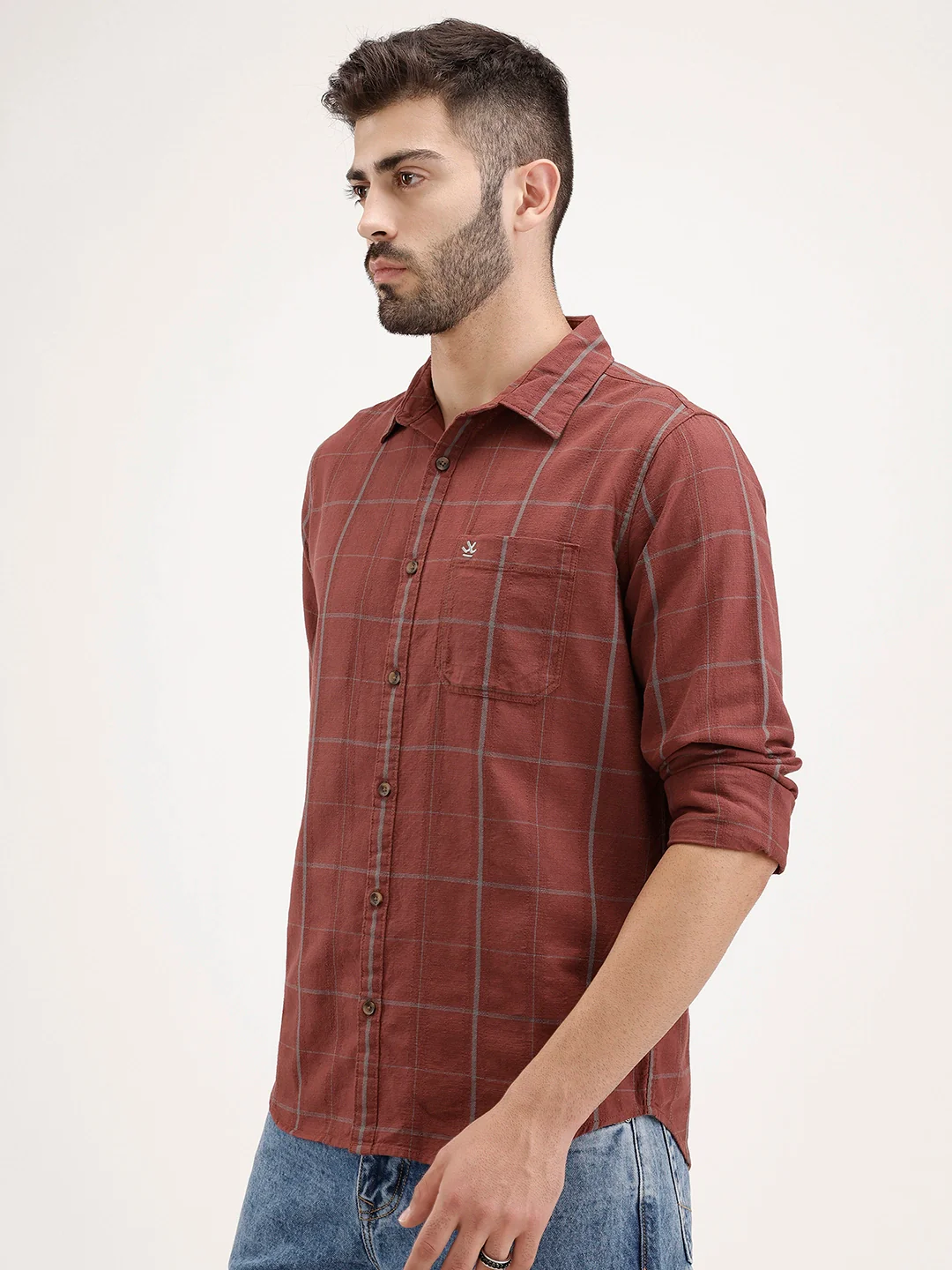 Regular Fit Checkered Shirt | Brown - Image 4