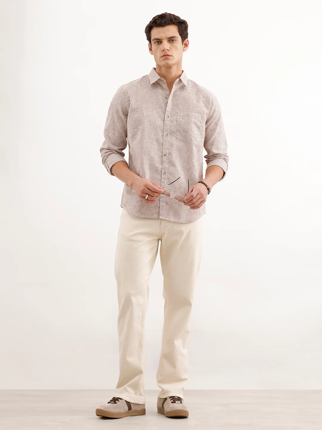 Regular Fit Checkered Shirt  | Brown - Image 2