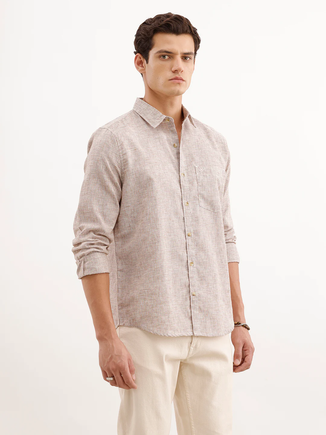 Regular Fit Checkered Shirt  | Brown - Image 4