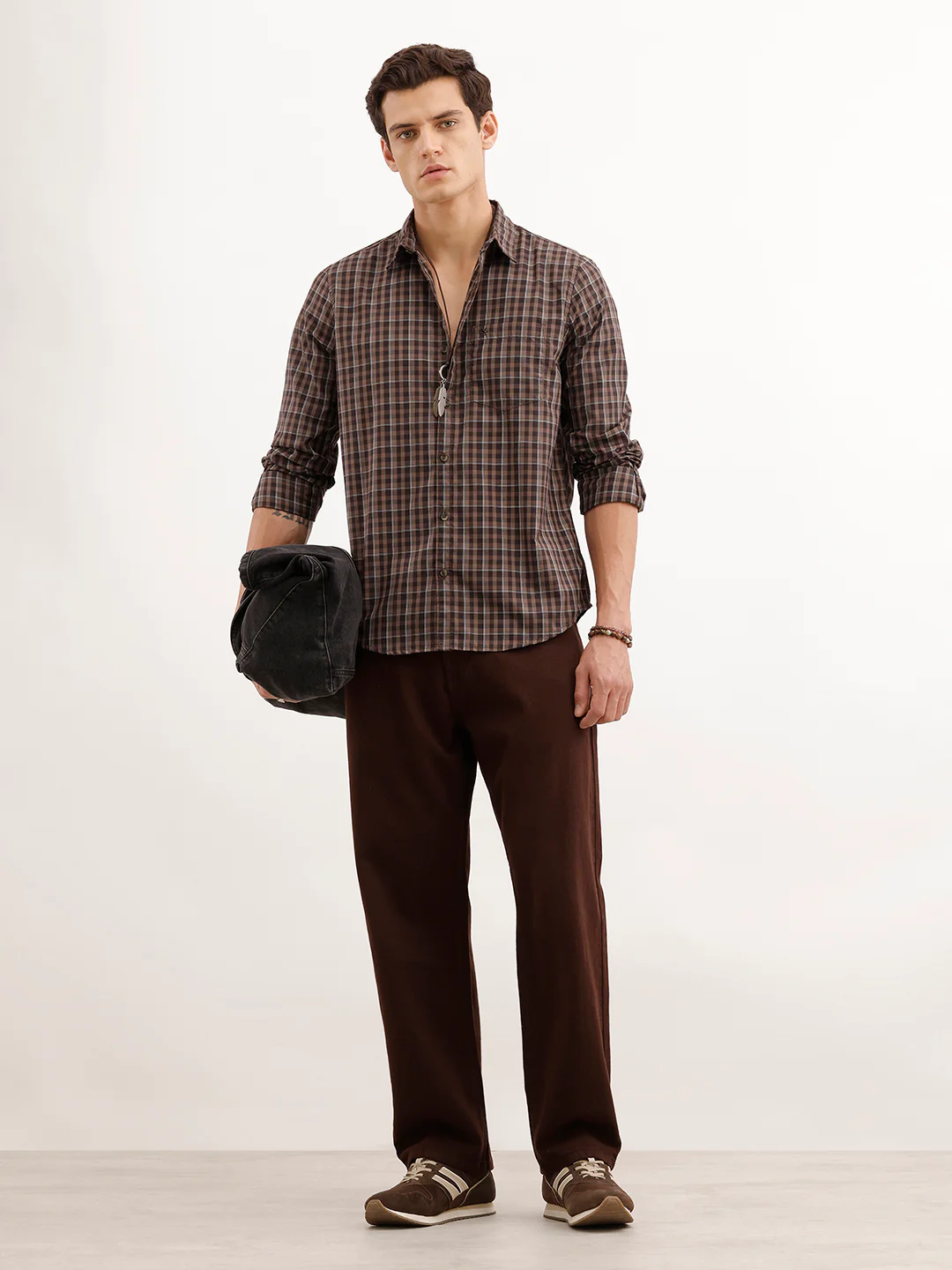Regular Fit Checkered Shirt  | Brown - Image 2