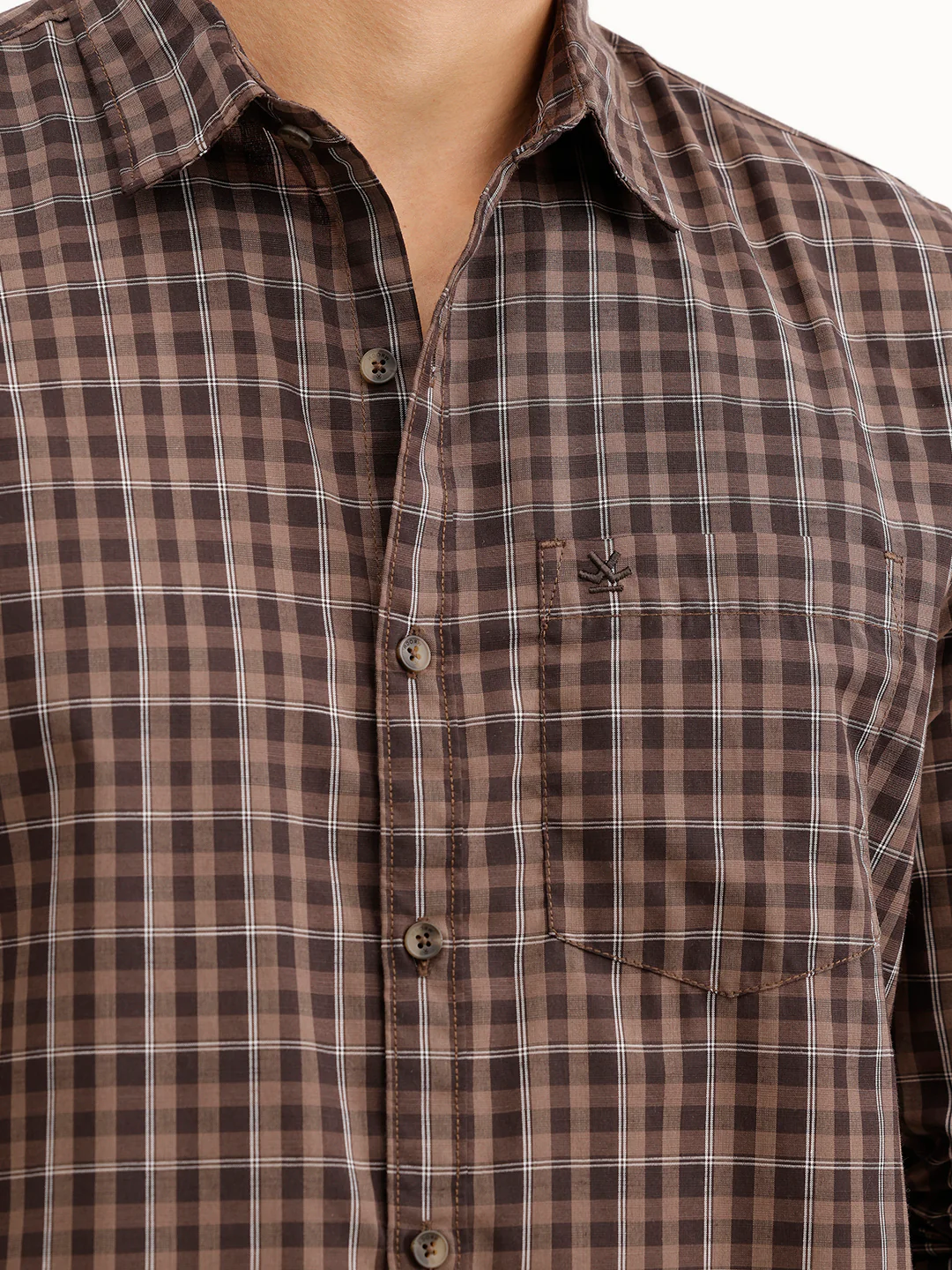 Regular Fit Checkered Shirt  | Brown - Image 5