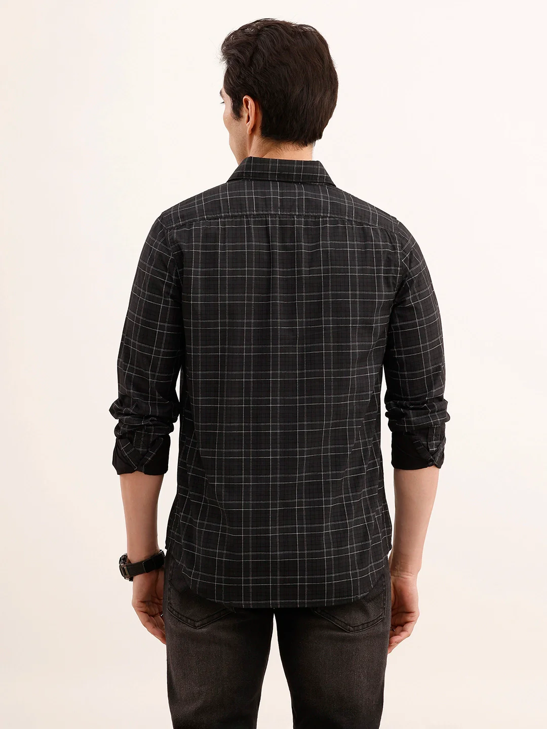 Regular Fit Checkered Shirt | Dark Grey - Image 3