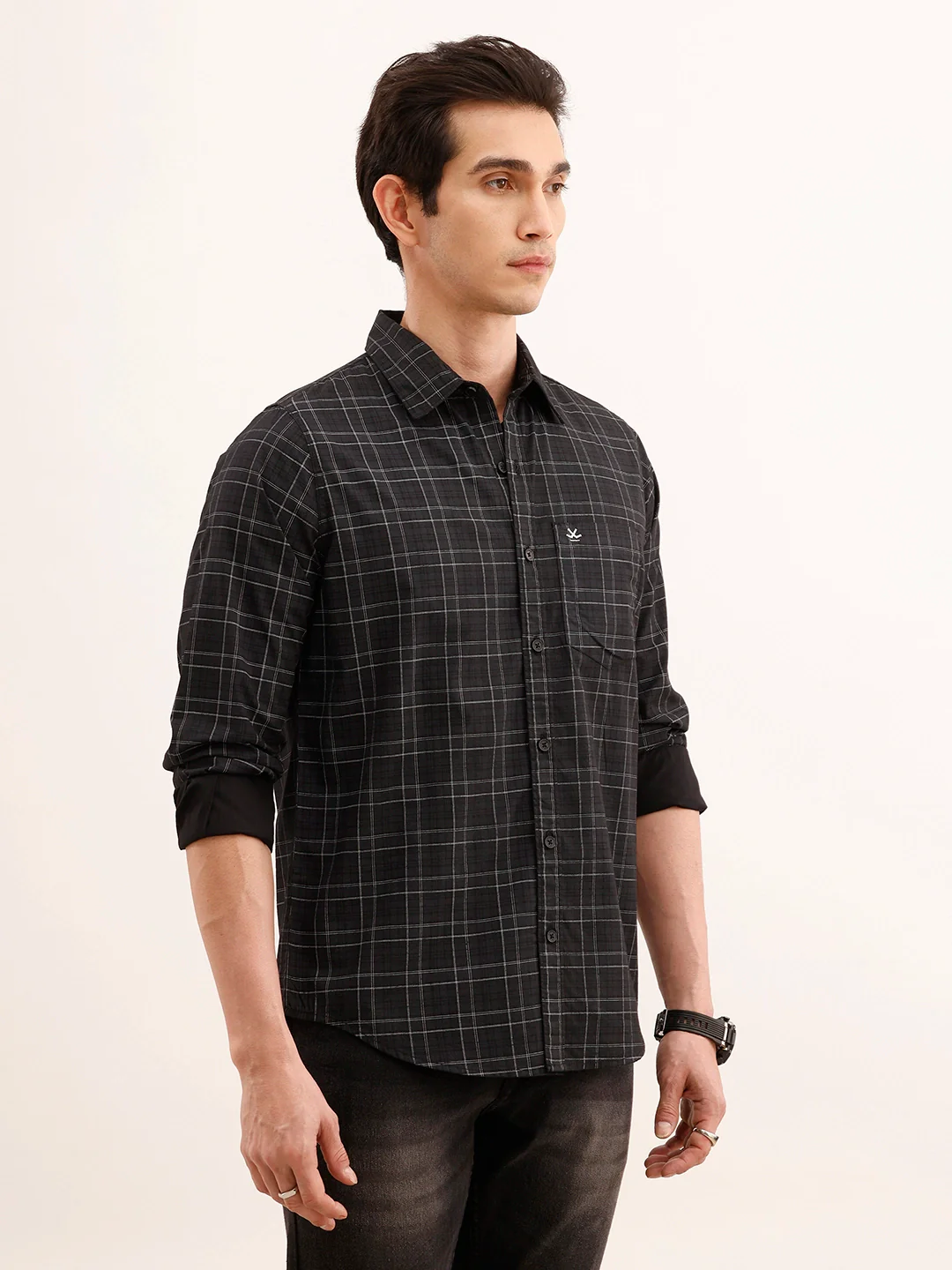 Regular Fit Checkered Shirt | Dark Grey - Image 4
