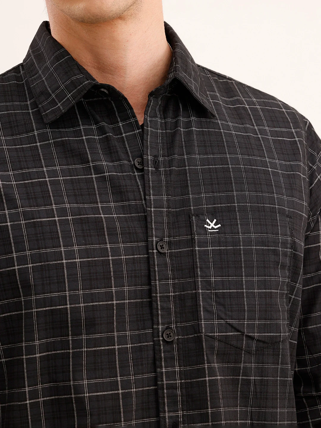Regular Fit Checkered Shirt | Dark Grey - Image 5