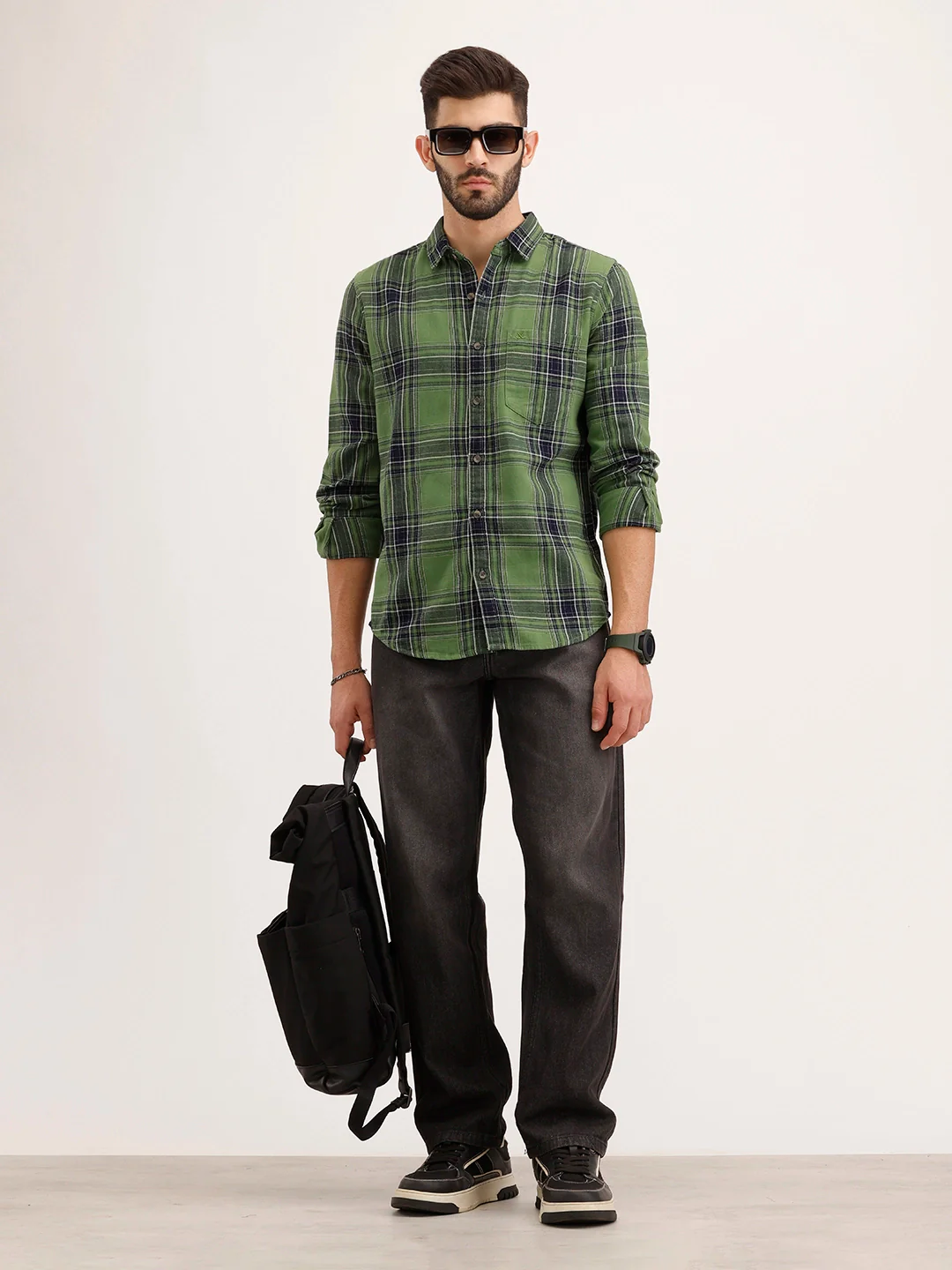 Regular Fit Checkered Shirt | Green - Image 2