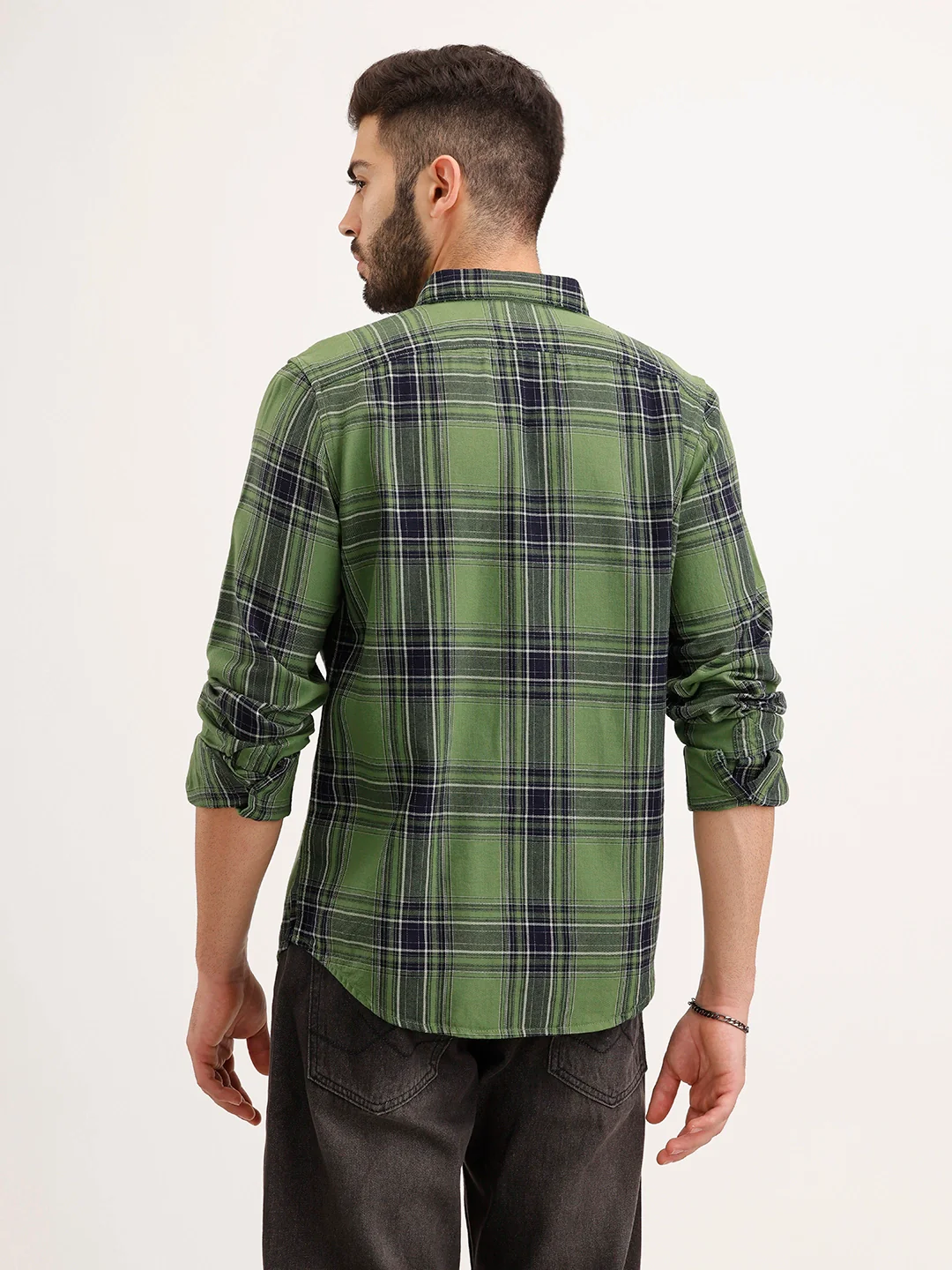 Regular Fit Checkered Shirt | Green - Image 3