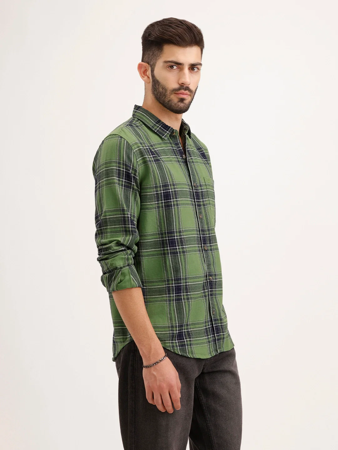 Regular Fit Checkered Shirt | Green - Image 4