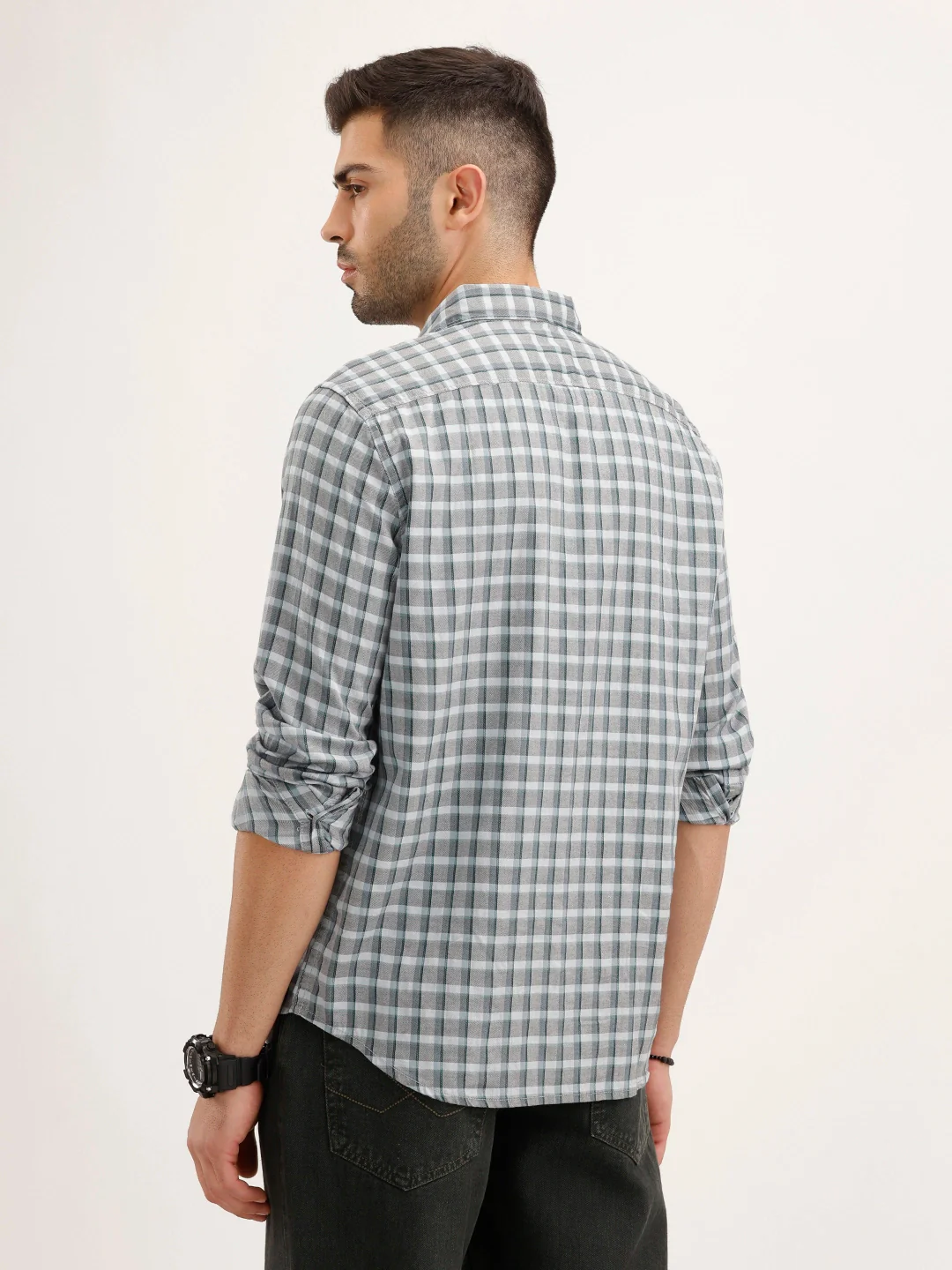 Regular Fit Checkered Shirt | Green - Image 3