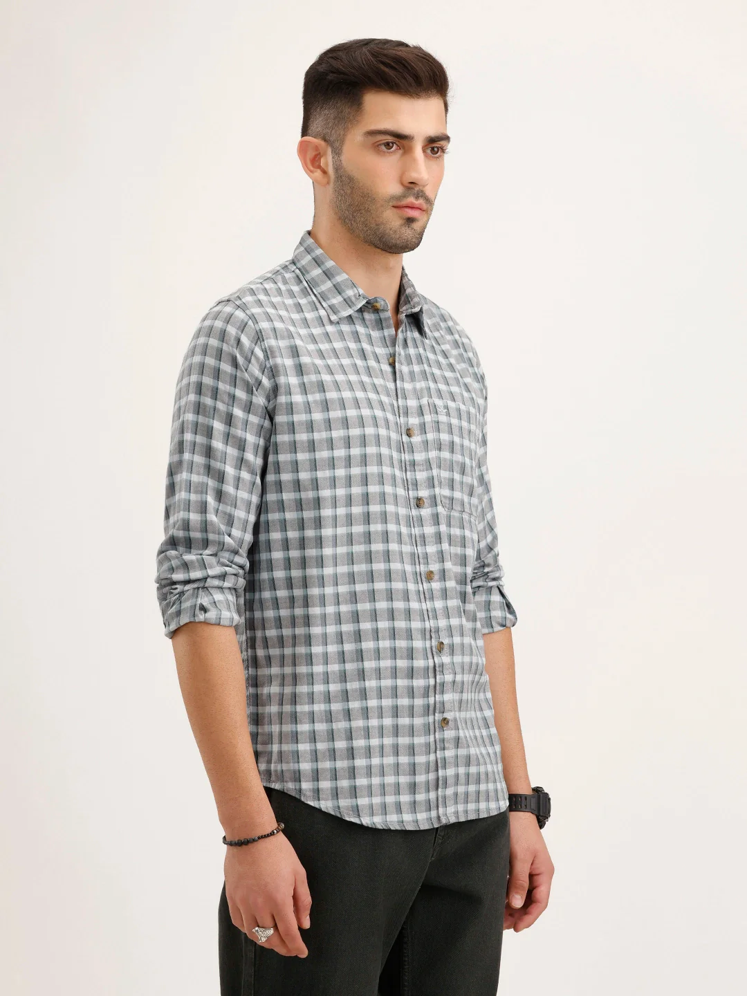 Regular Fit Checkered Shirt | Green - Image 4