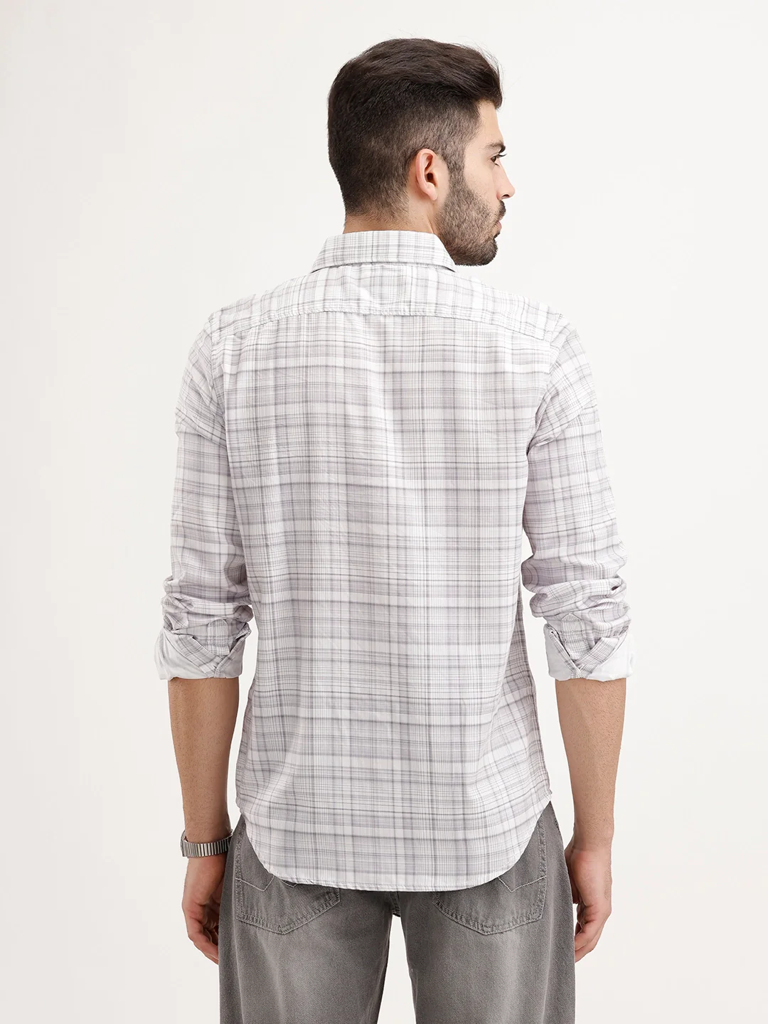 Regular Fit Checkered Shirt | Grey - Image 3