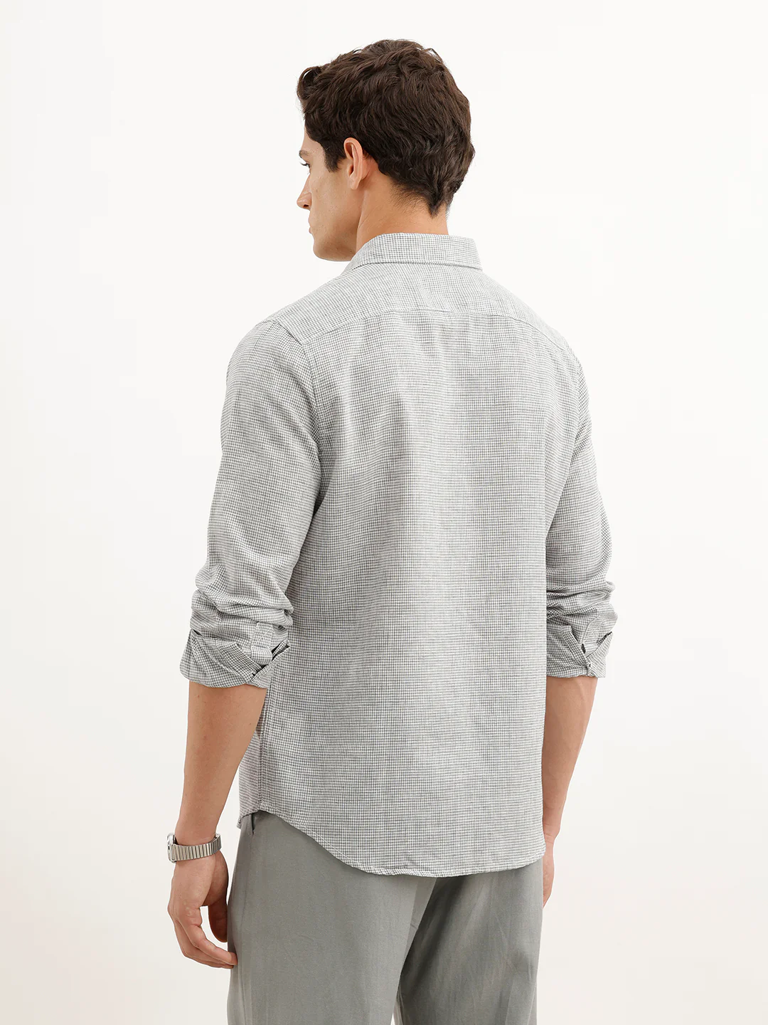 Regular Fit Checkered Shirt  | Grey - Image 3
