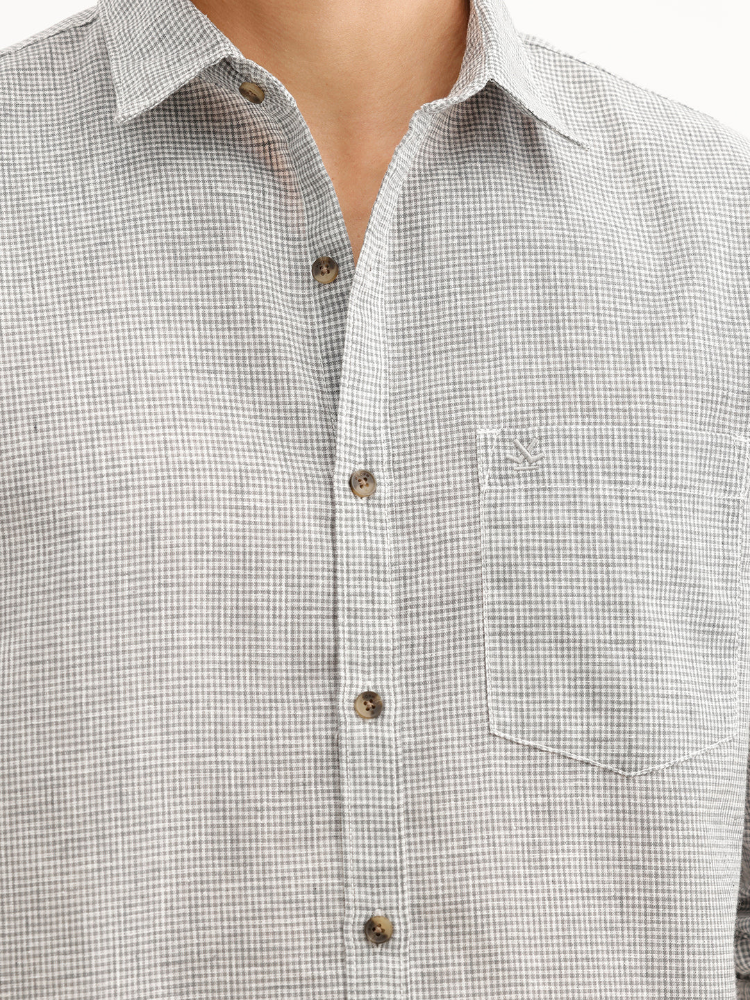 Regular Fit Checkered Shirt  | Grey - Image 5