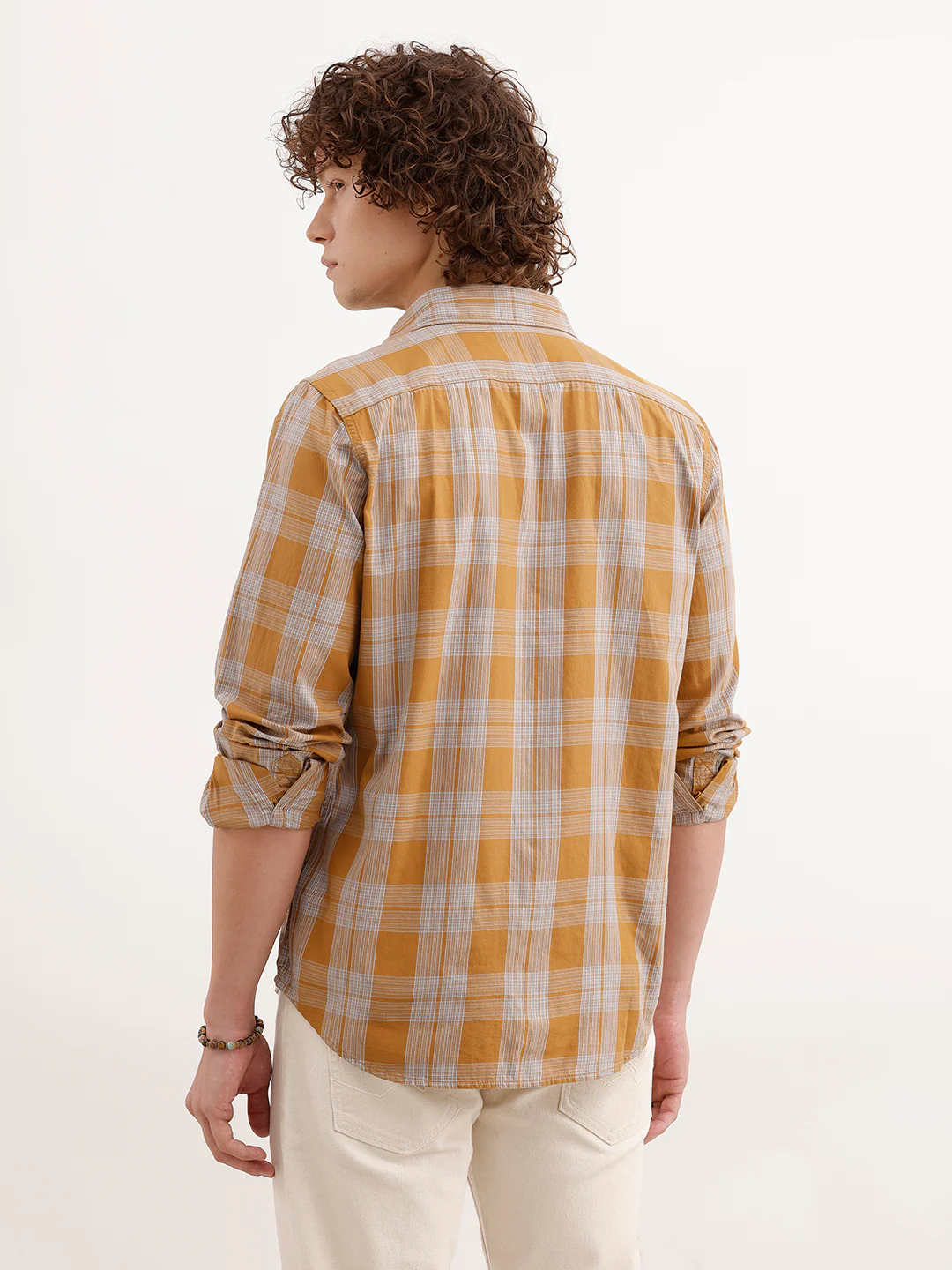 Regular Fit Checkered Shirt | Khaki - Image 3