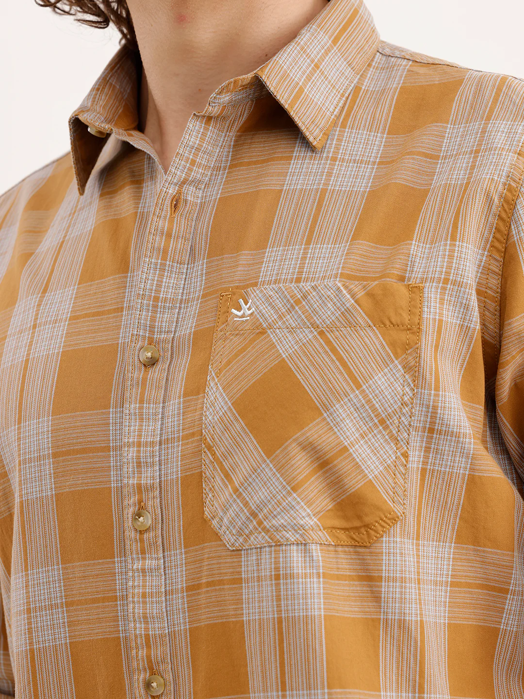 Regular Fit Checkered Shirt | Khaki - Image 5