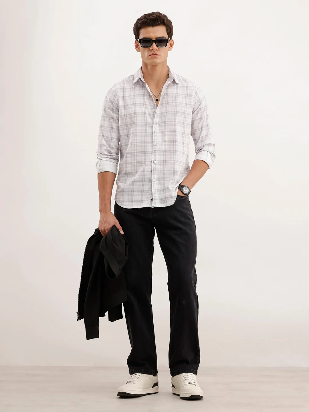 Regular Fit Checkered Shirt | Off White - Image 2