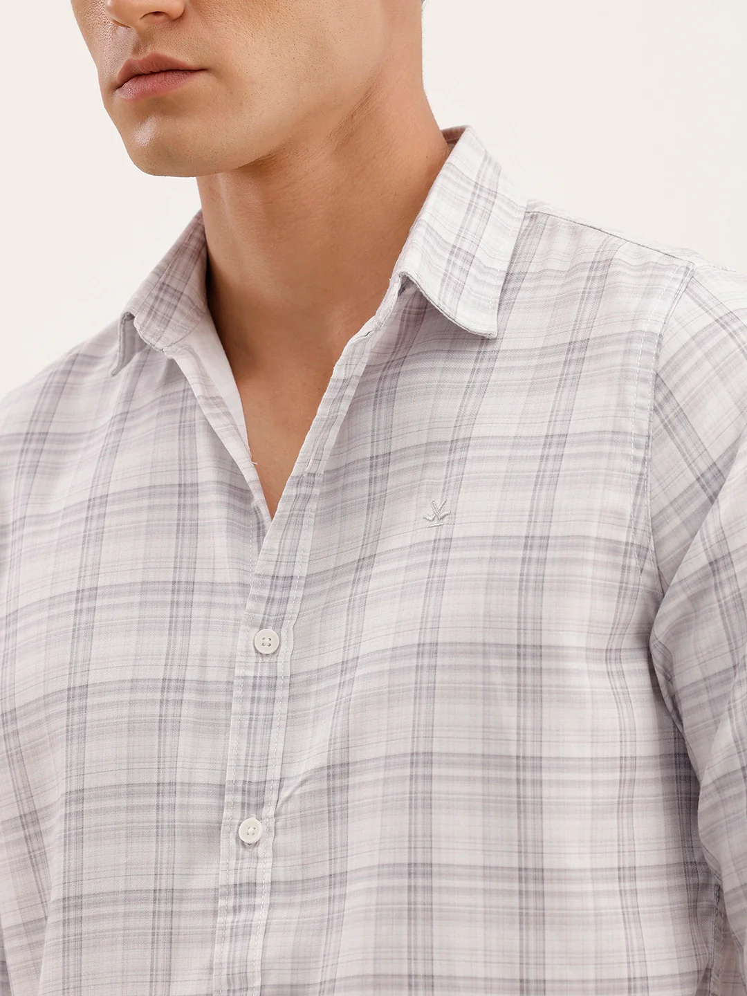 Regular Fit Checkered Shirt | Off White - Image 5