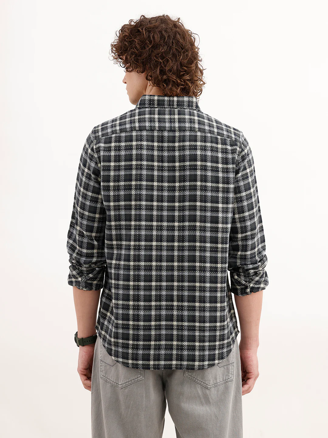 Regular Fit Checkered Shirt | Olive - Image 3