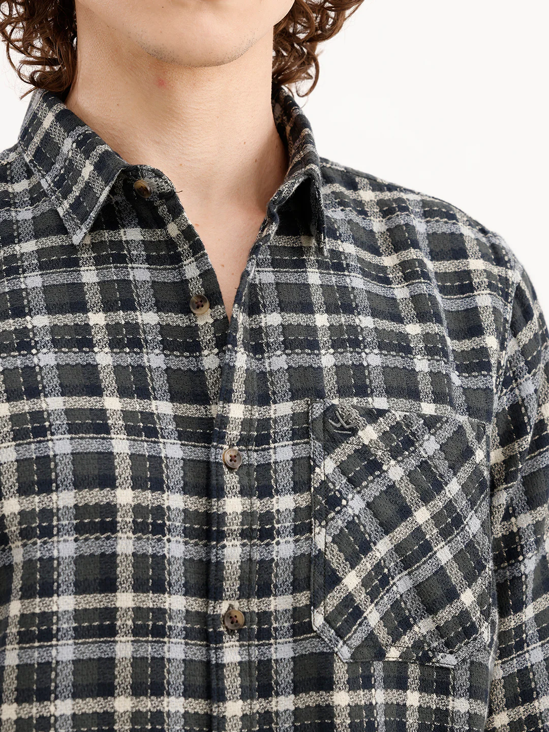 Regular Fit Checkered Shirt | Olive - Image 5