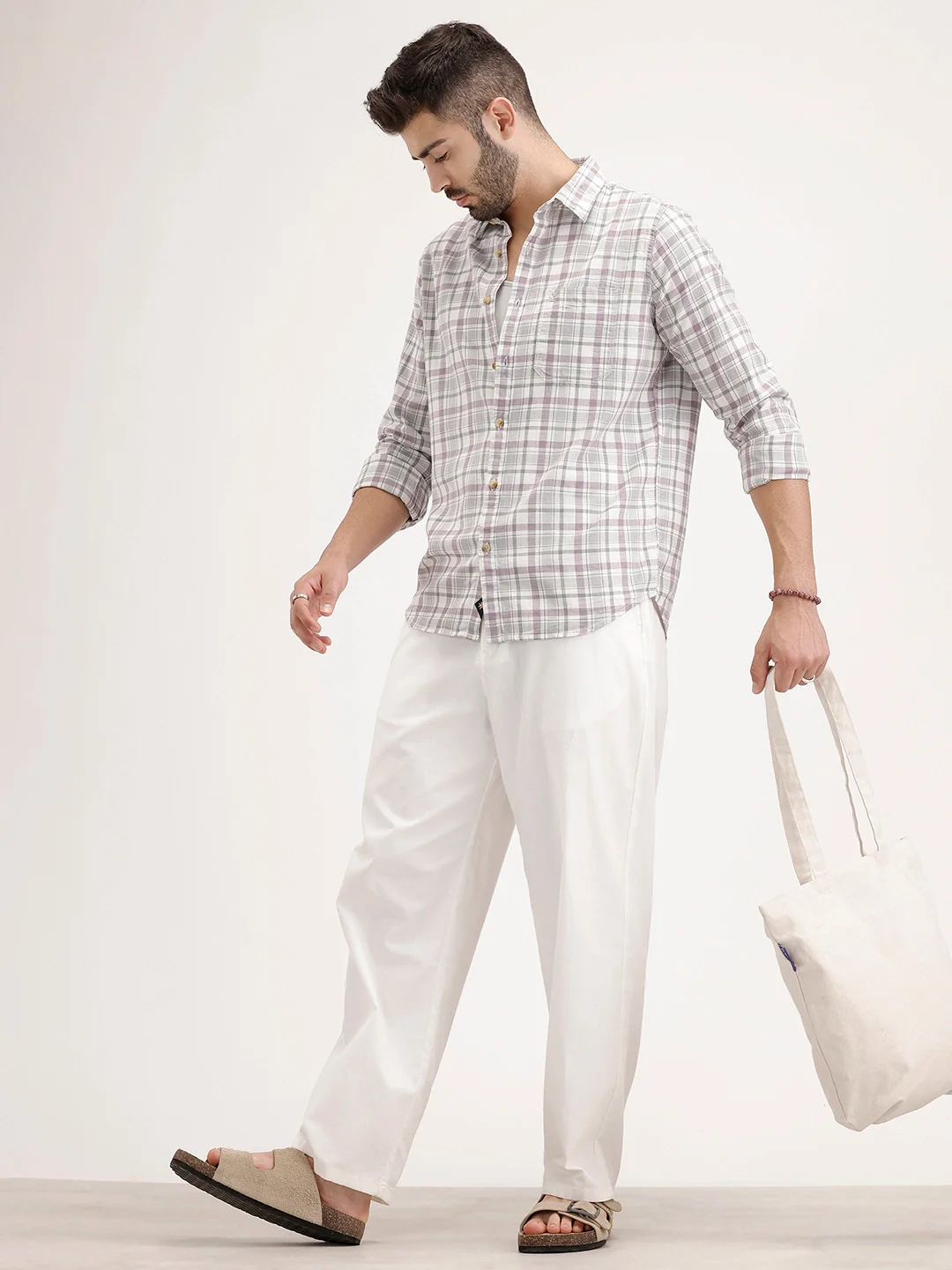 Regular Fit Checkered Shirt | Purple - Image 2