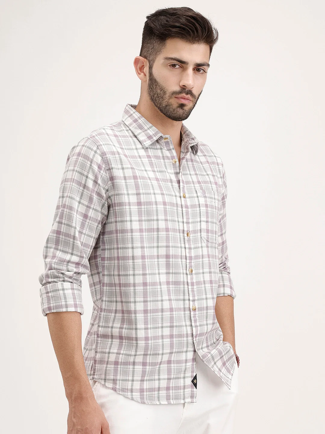 Regular Fit Checkered Shirt | Purple - Image 4
