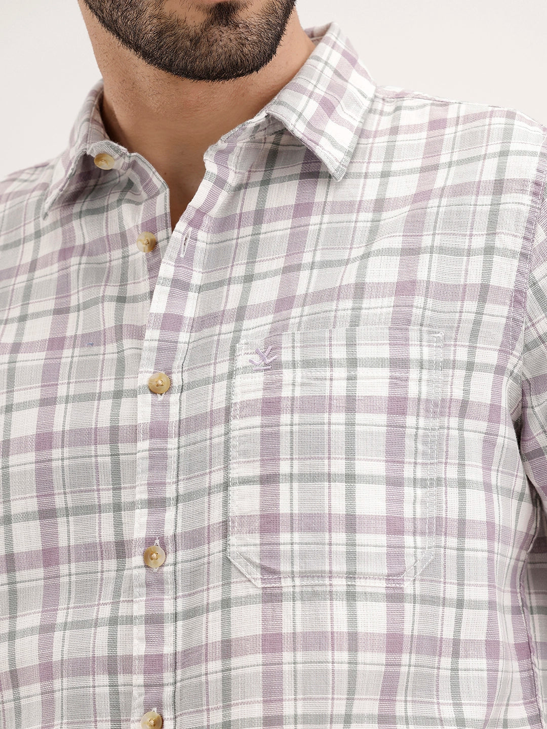 Regular Fit Checkered Shirt | Purple - Image 5