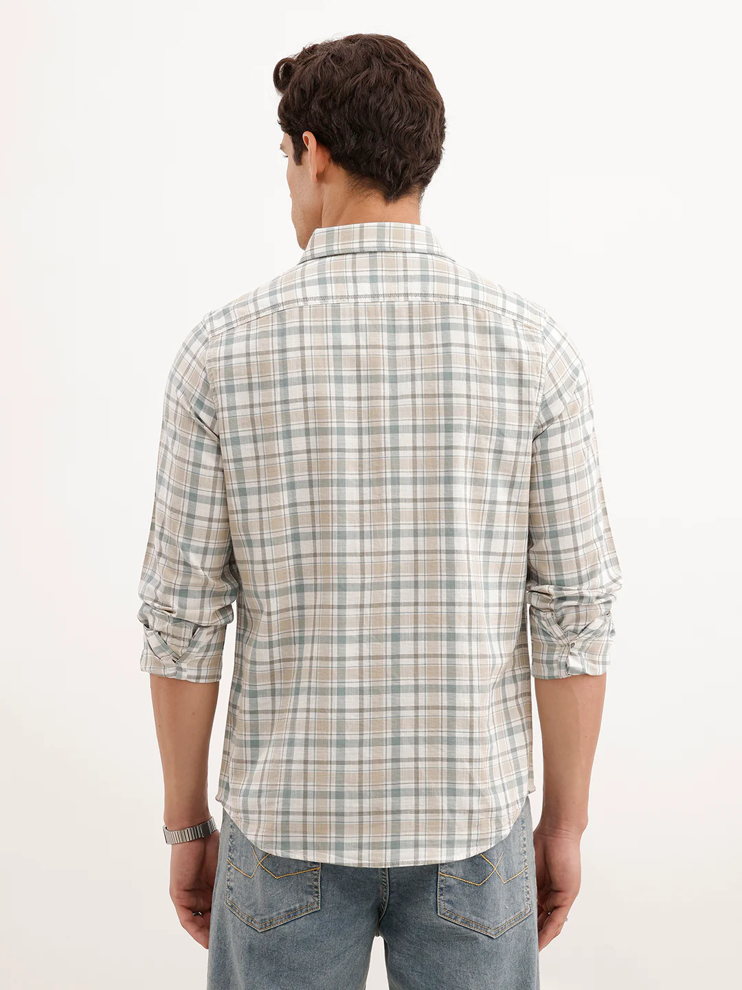 Regular Fit Checkered Shirt  | Teal - Image 3