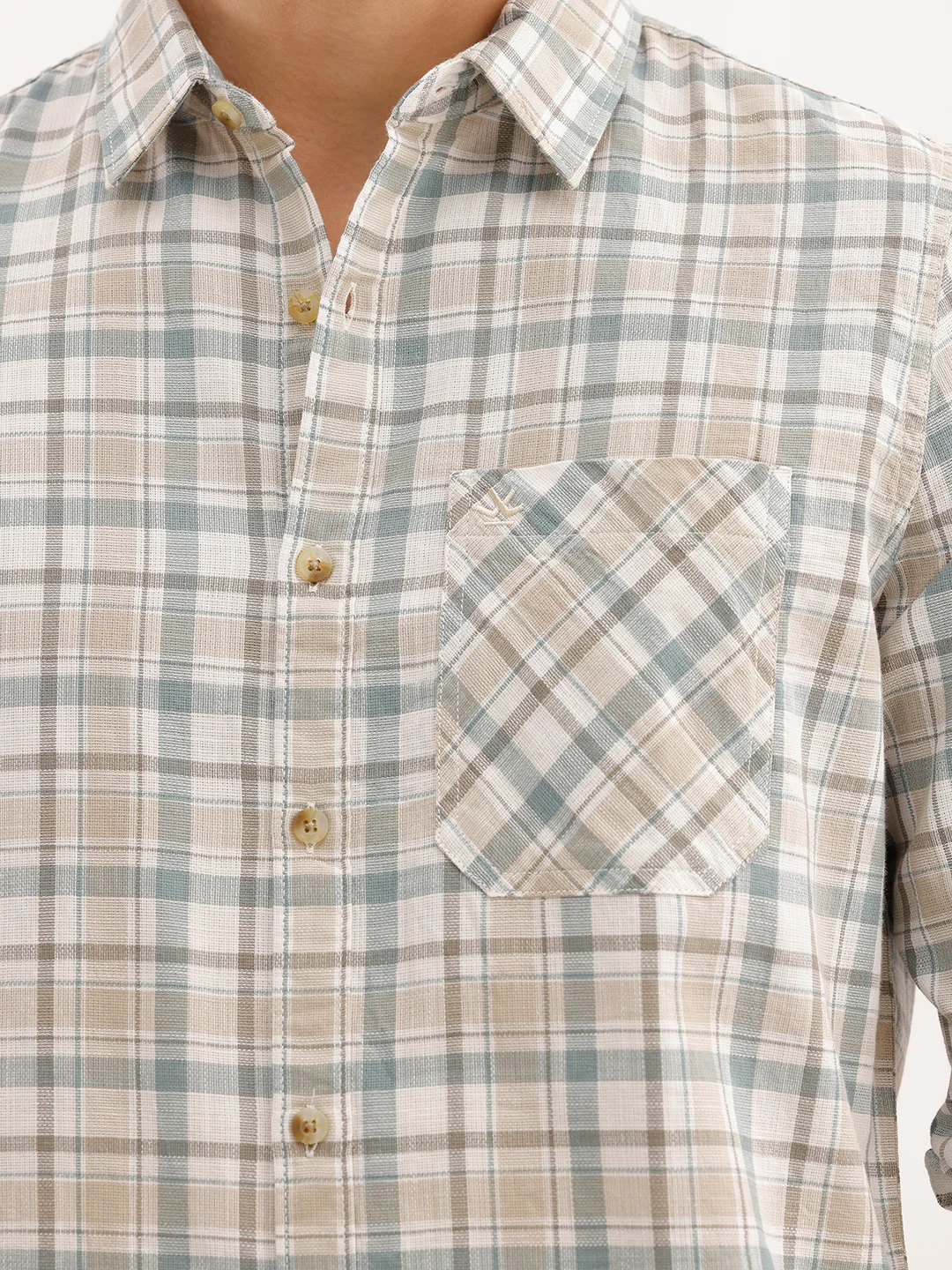 Regular Fit Checkered Shirt  | Teal - Image 5