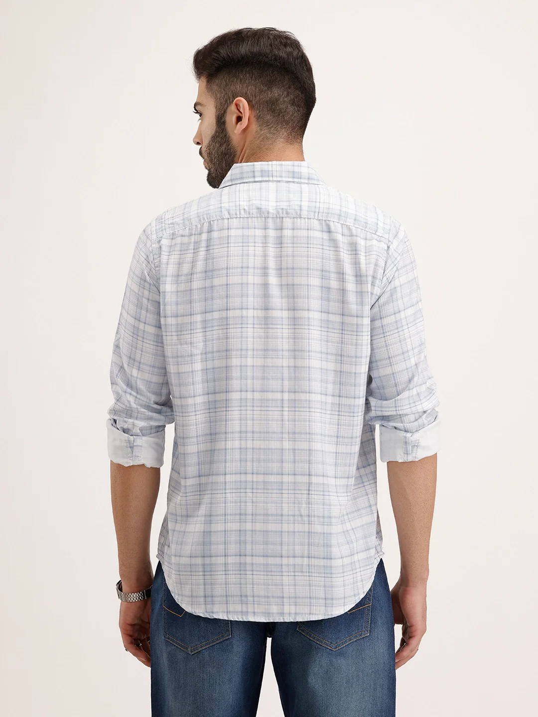 Regular Fit Double Pocket Full Sleeve Shirt | Light Blue - Image 3