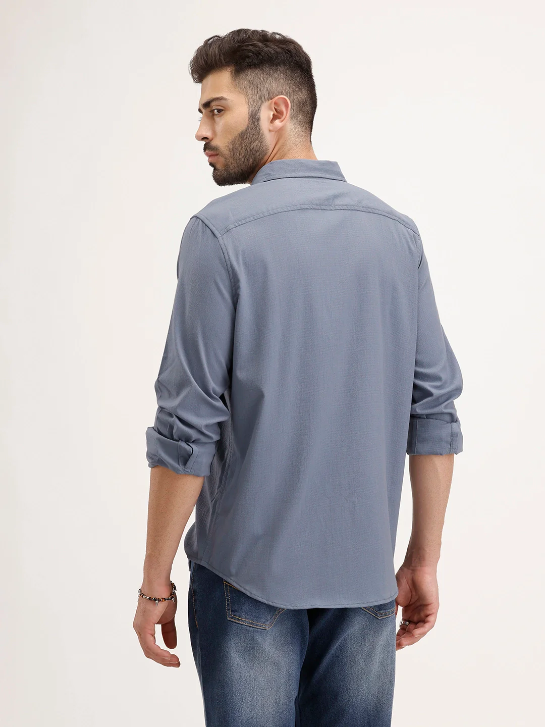 Regular Fit Double Pocket Shirt | Blue - Image 5