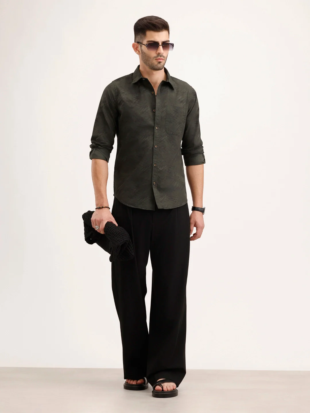 Regular Fit Full Sleeve AOP Shirt | Green - Image 2