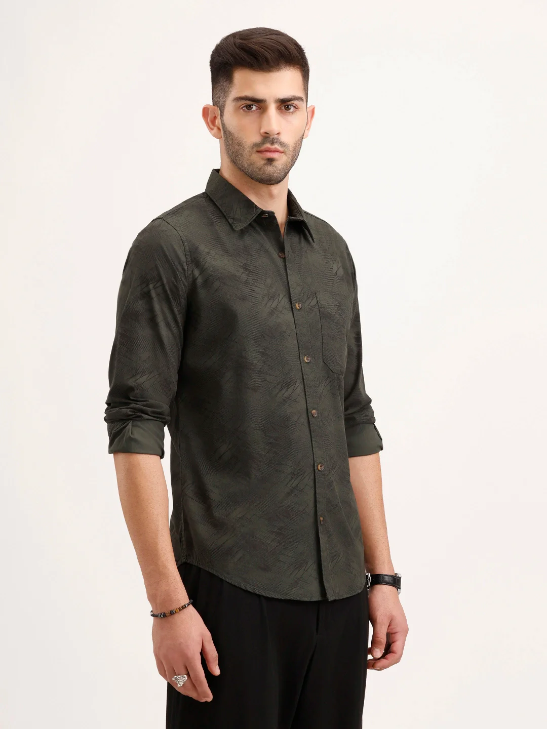 Regular Fit Full Sleeve AOP Shirt | Green - Image 4