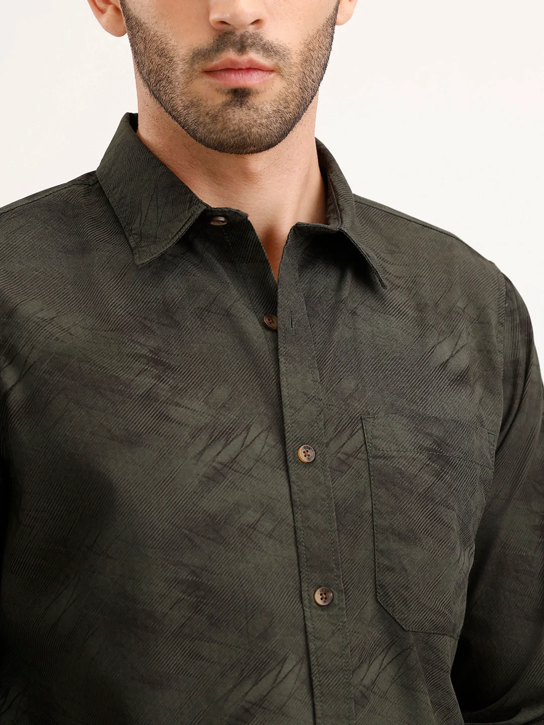 Regular Fit Full Sleeve AOP Shirt | Green - Image 5