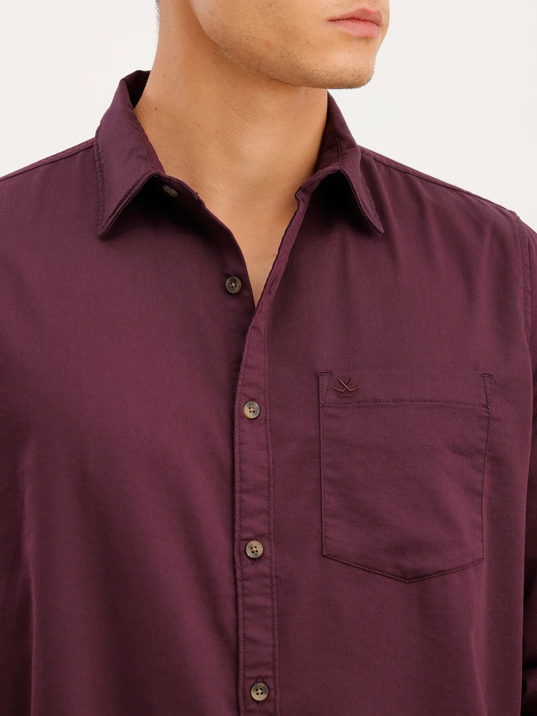 Regular Fit Full Sleeved Shirt | Wine - Image 5