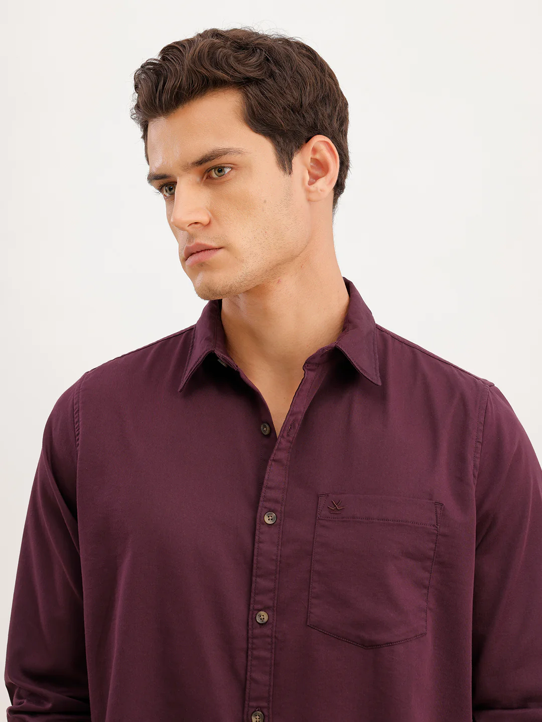 Regular Fit Full Sleeved Shirt | Wine - Image 6