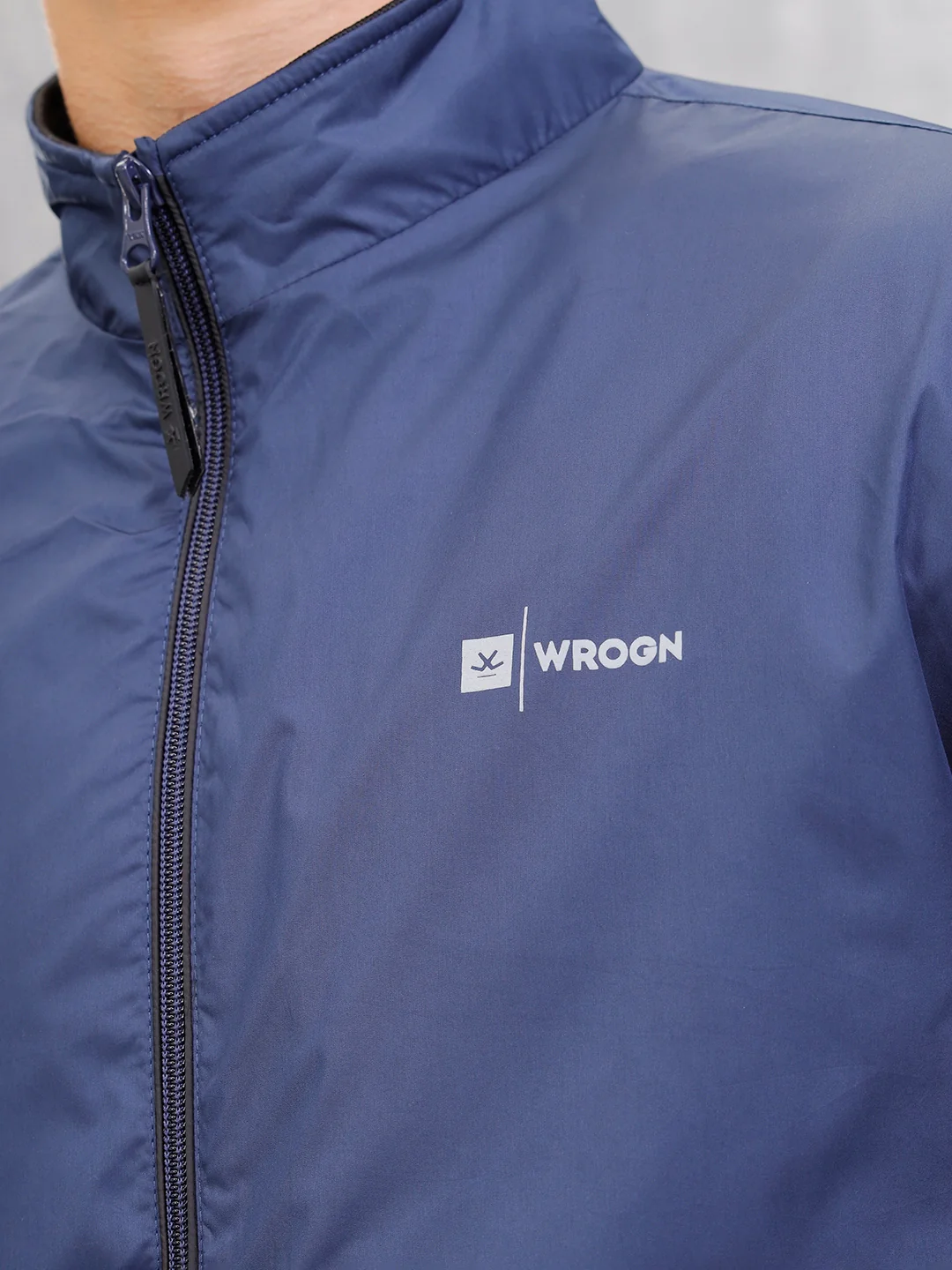 Regular Fit Full Zip High Neck Jacket | Blue - Image 5