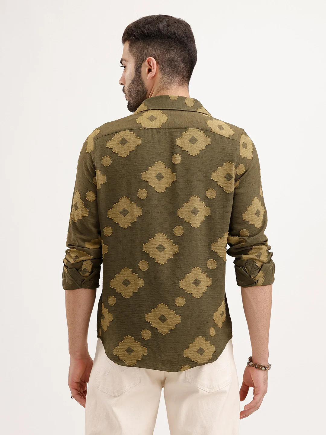 Regular Fit Jaquard AOP Shirt | Green - Image 3