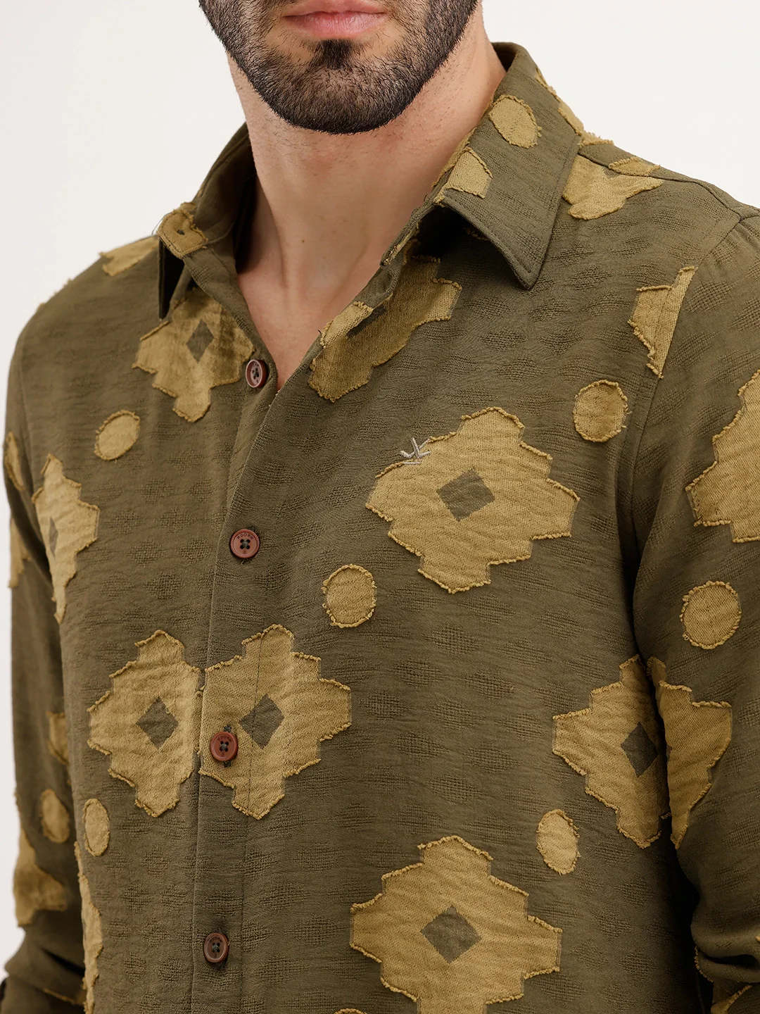 Regular Fit Jaquard AOP Shirt | Green - Image 5