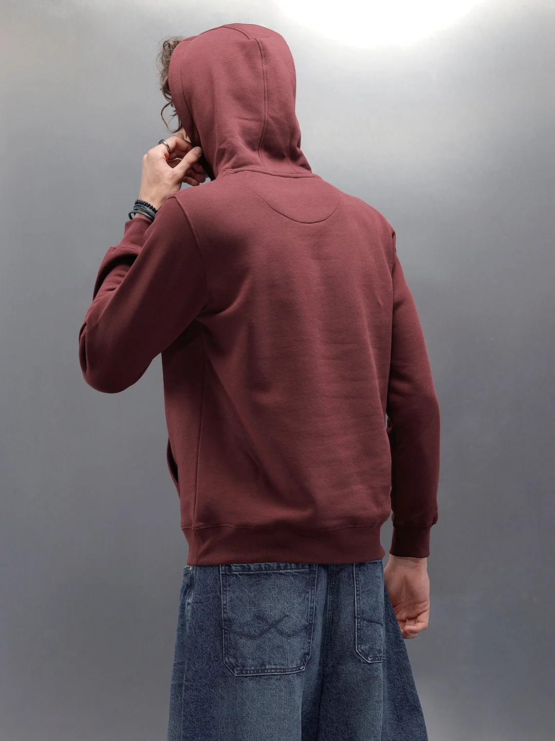 Regular Fit Maroon Hooded Pullover In Super Soft Fabric | Maroon - Image 3