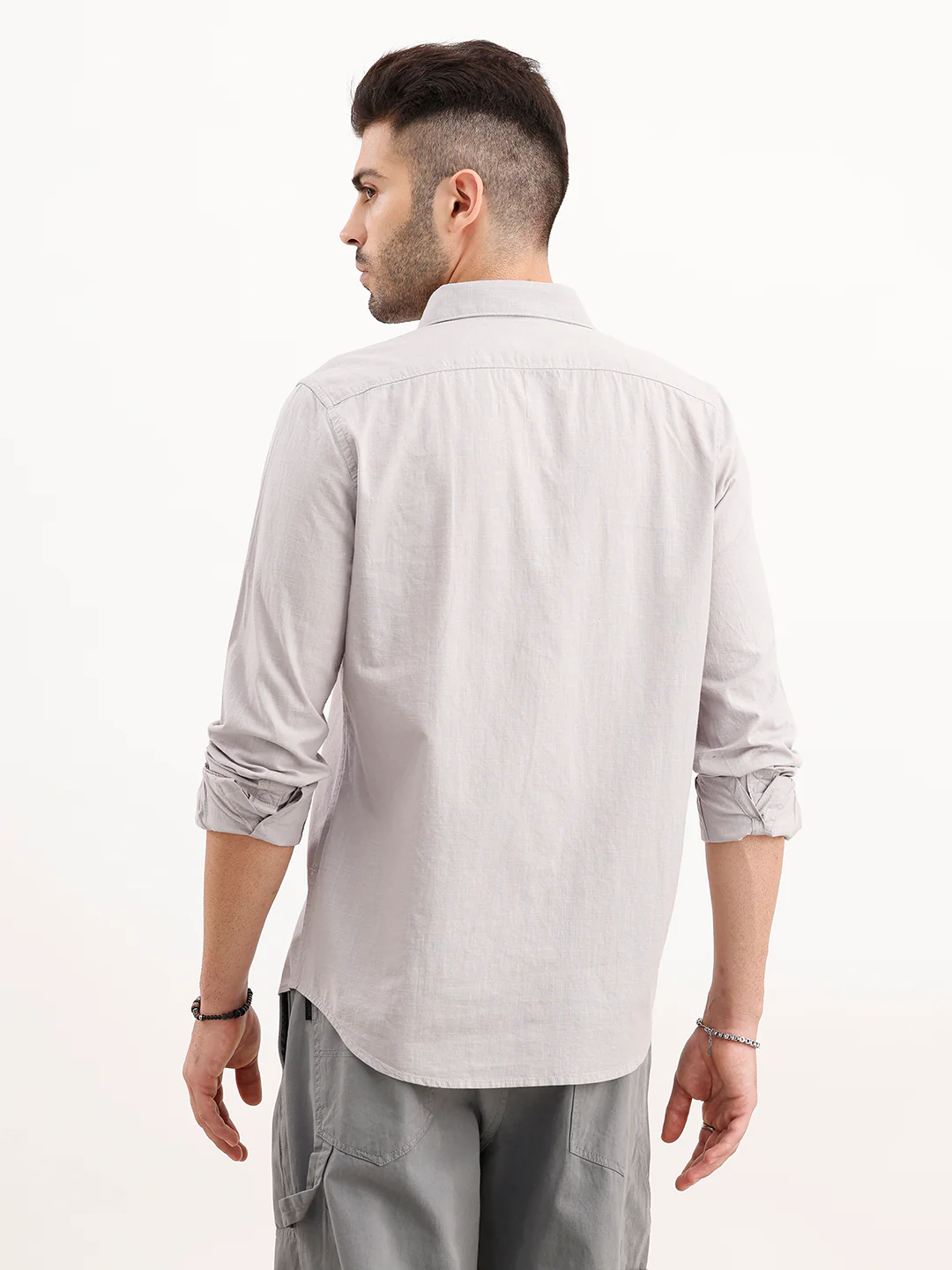 Slim Fit Panel Printed Shirt | Grey - Image 3