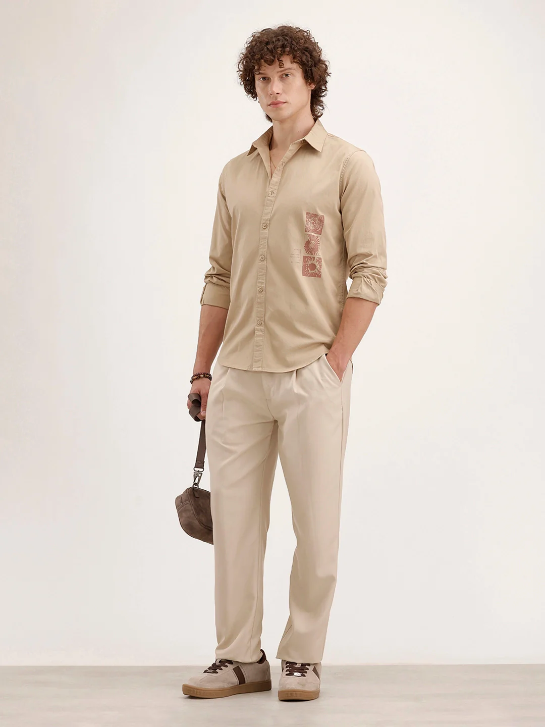 Regular Fit Placement Printed Shirt | Beige - Image 2