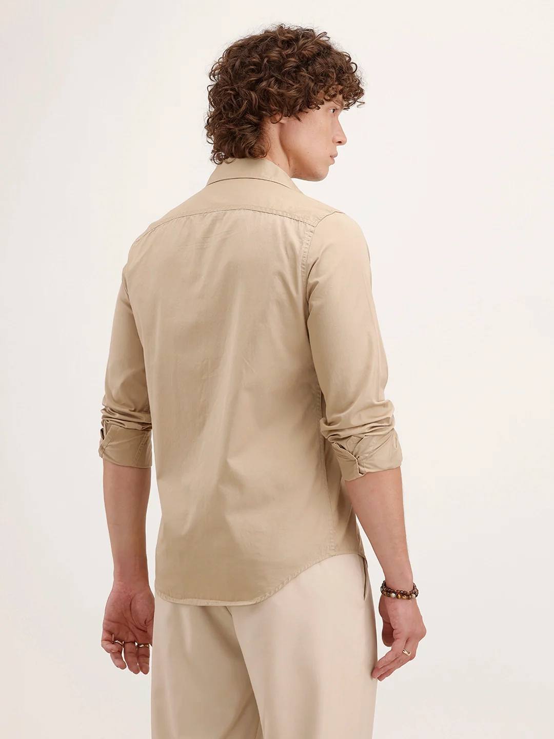 Regular Fit Placement Printed Shirt | Beige - Image 3
