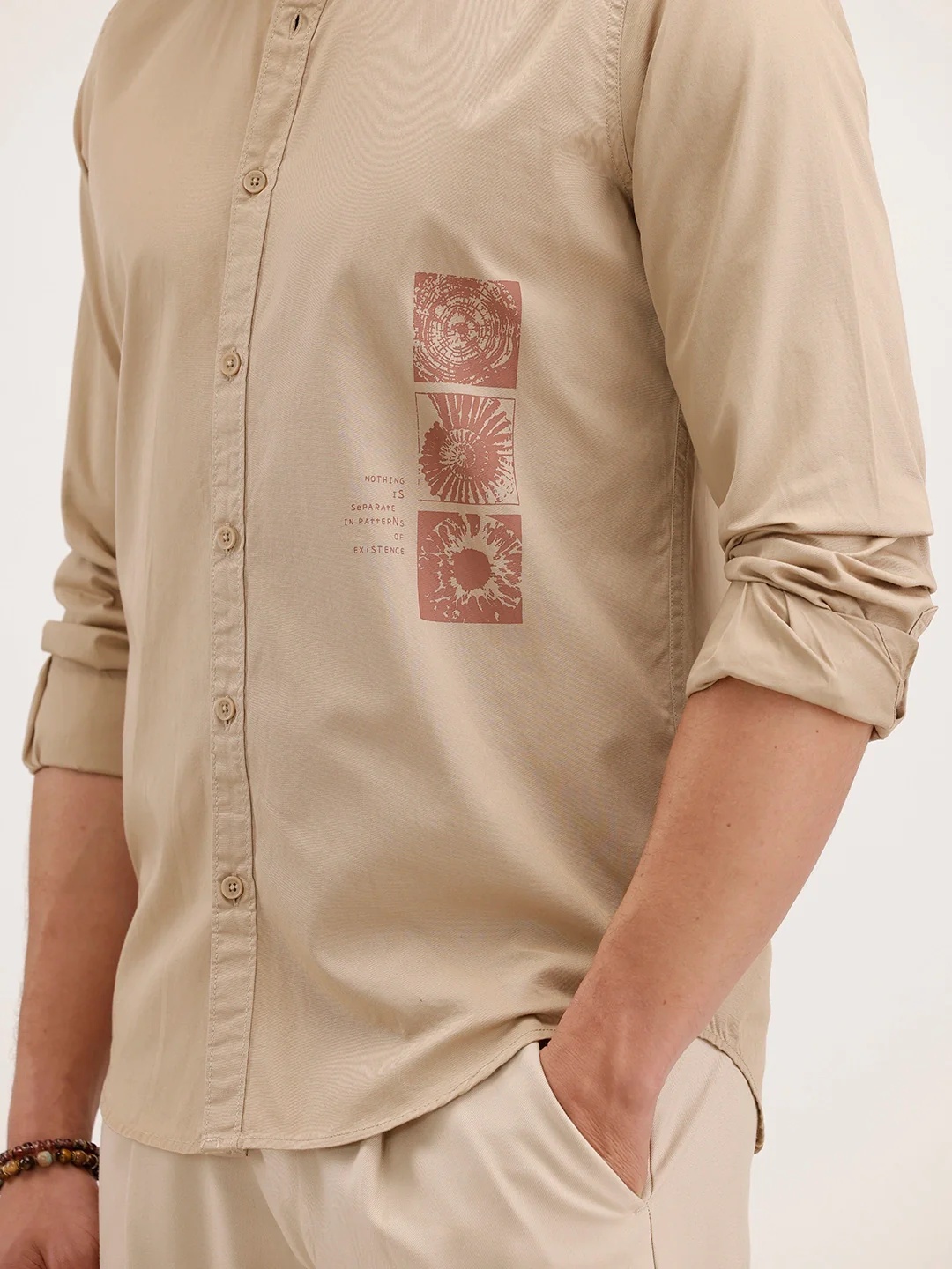 Regular Fit Placement Printed Shirt | Beige - Image 5