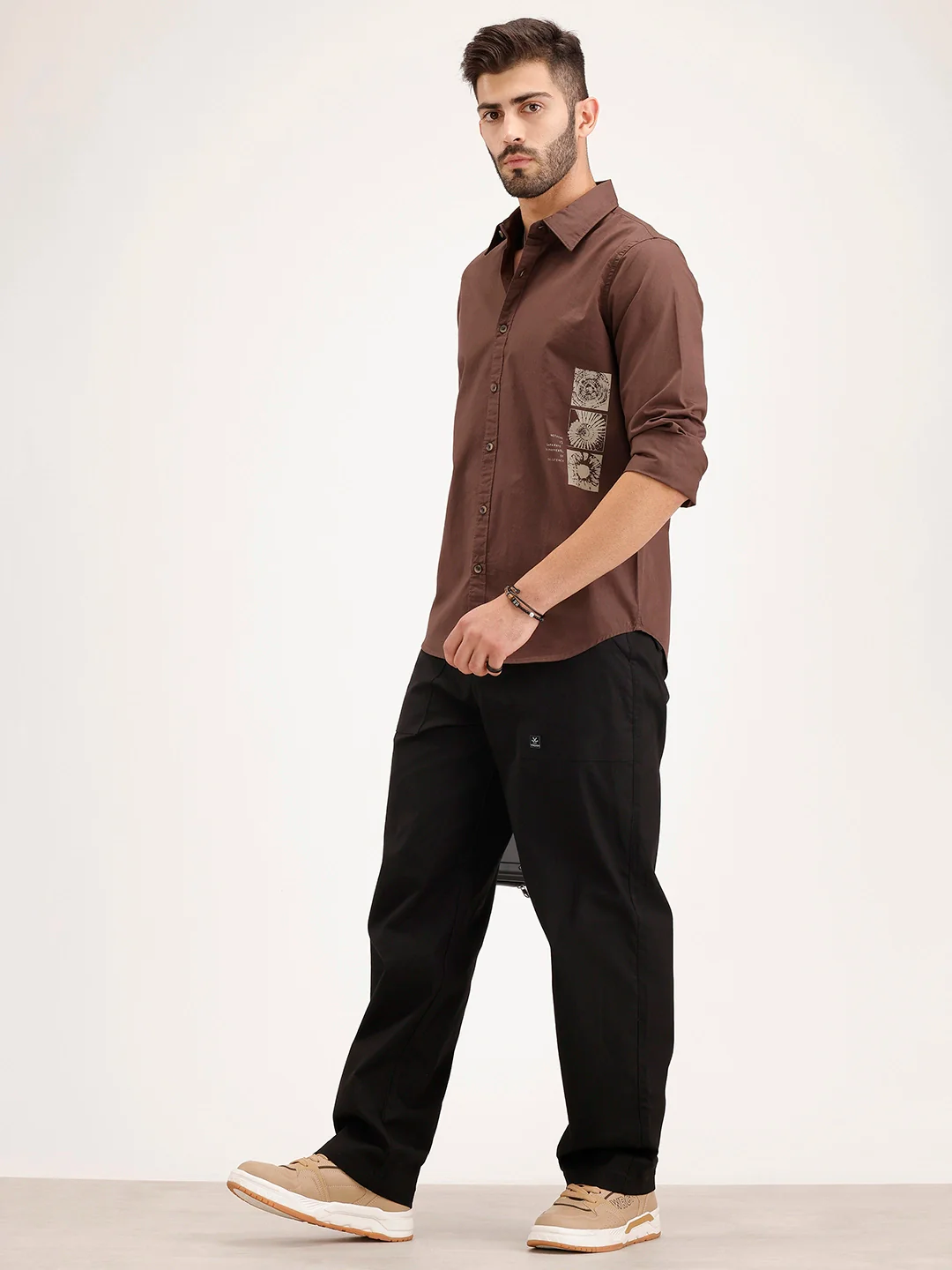 Regular Fit Placement Printed Shirt | Brown - Image 2