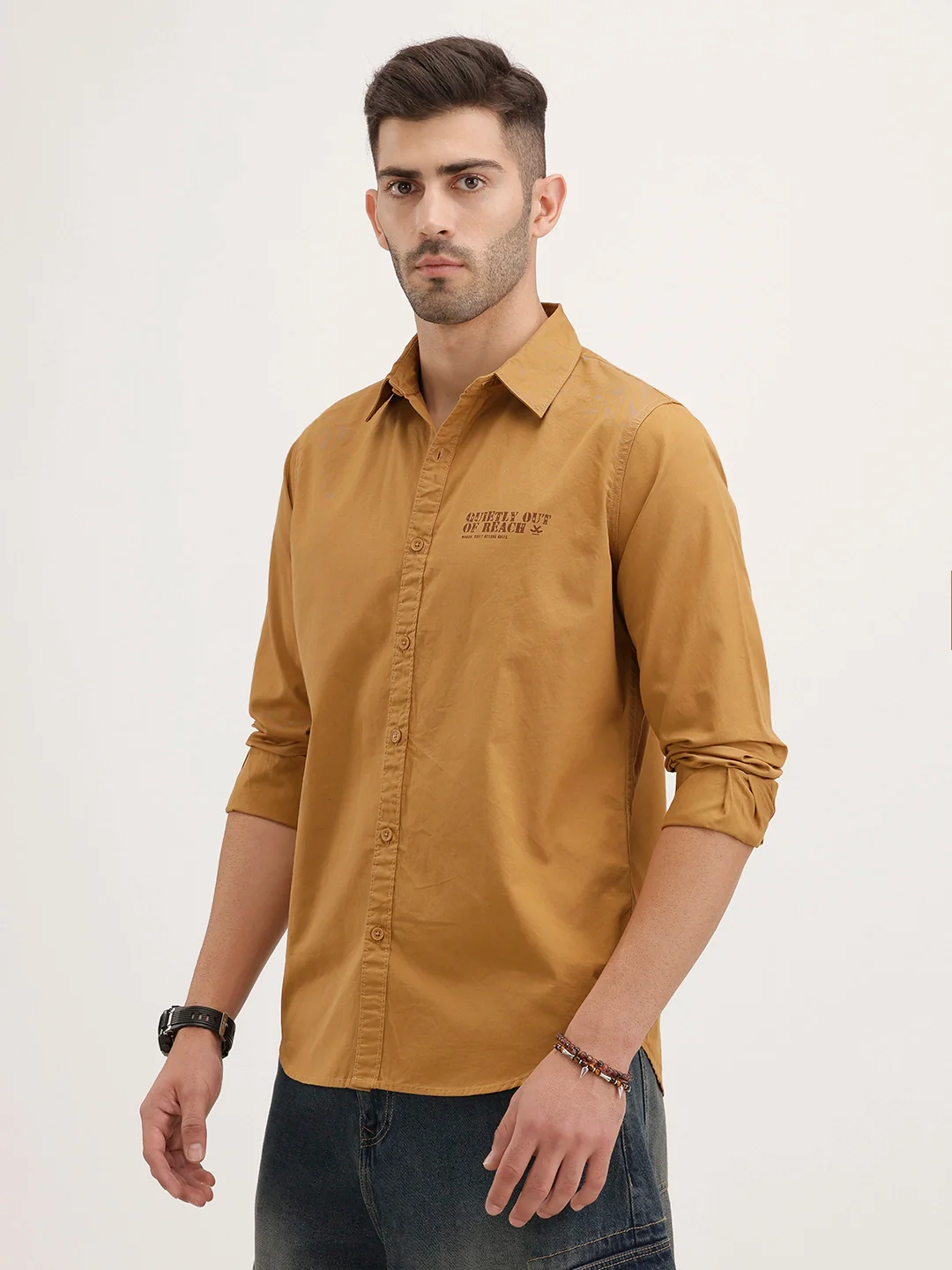 Regular Fit Placement Printed Shirt | Khaki - Image 4